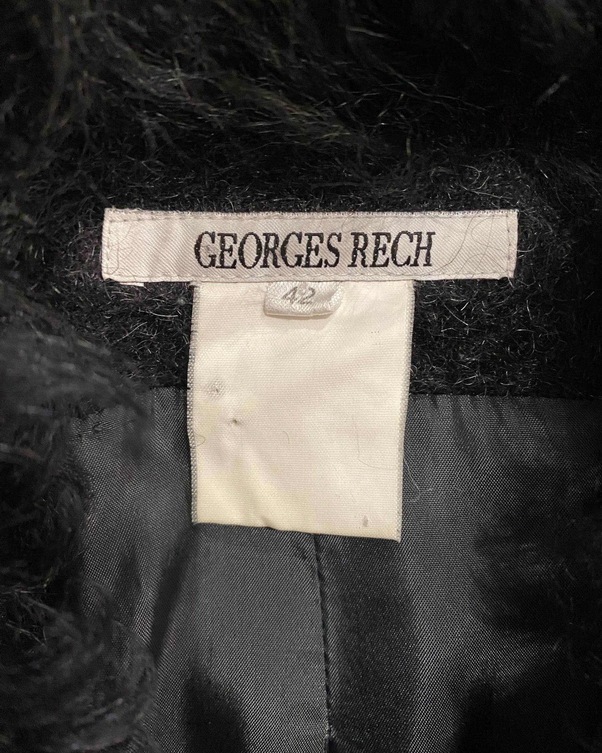 Vintage Georges Rech Black Coat with Faux Fur Trim – France Size 42