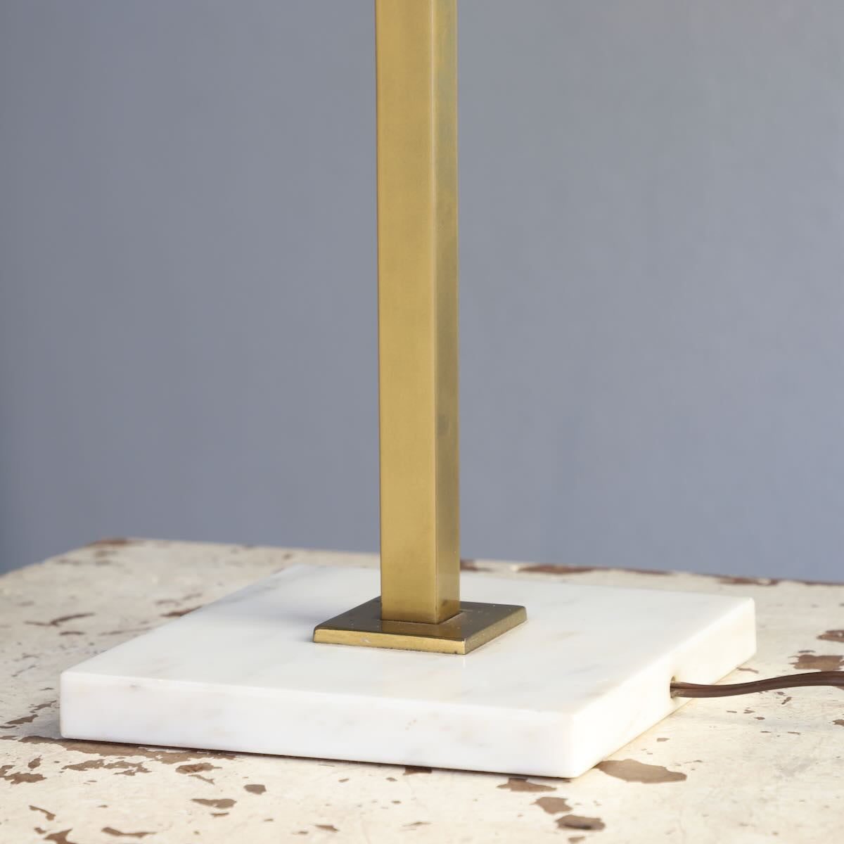 Gerald Thurston for Lightolier Adjustable Table Lamp Brass with Marble Base 1950s USA Side Base View