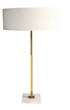1950s Gerald Thurston brass and marble adjustable table lamp with white pleated shade.