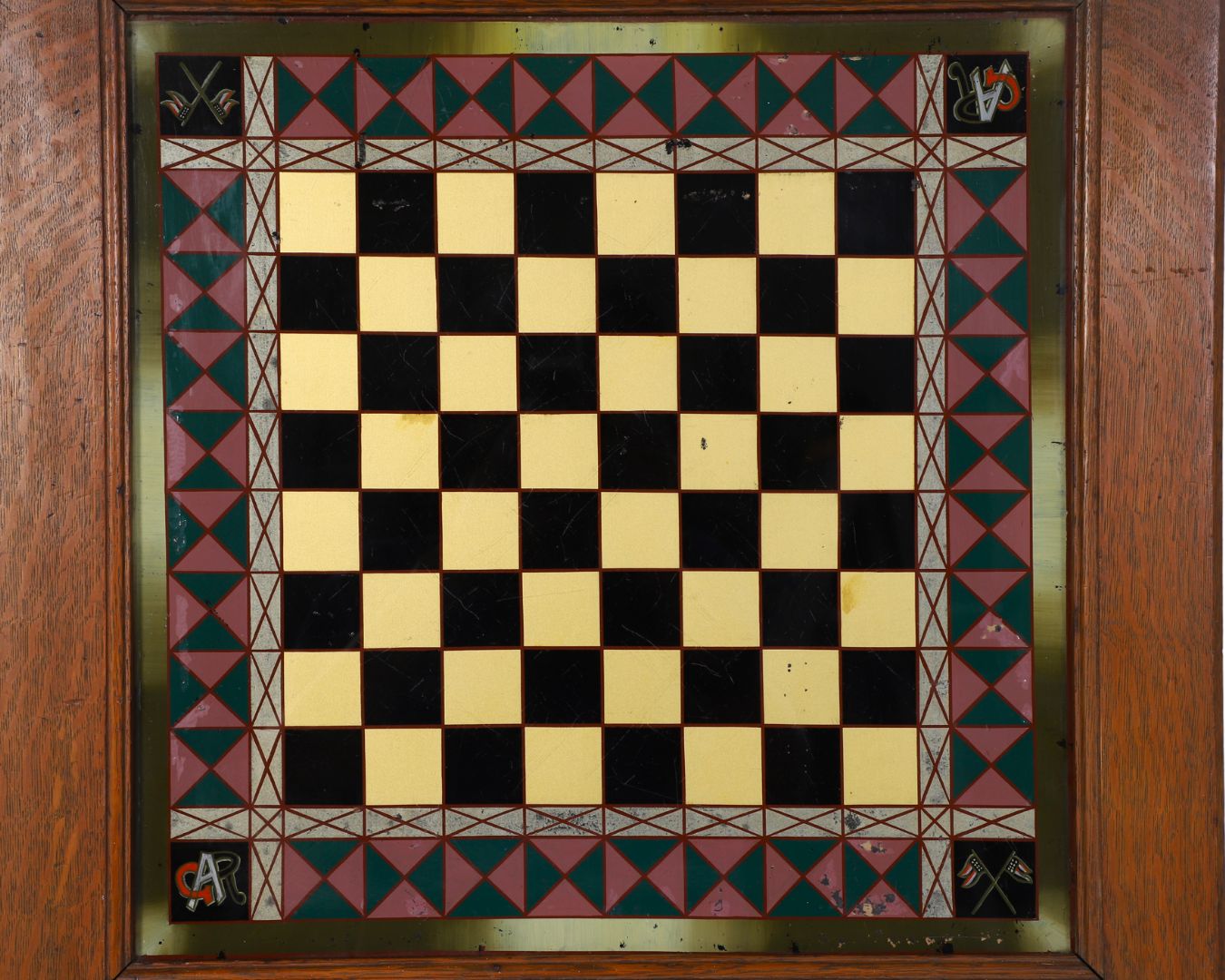 Grand Army of the Republic Glass Chess + Checker Board