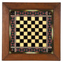c.1890 Grand Army of the Republic reverse-painted glass chess and checker game board with GAR monograms, crossed Union flags and quarter-sawn oak frame