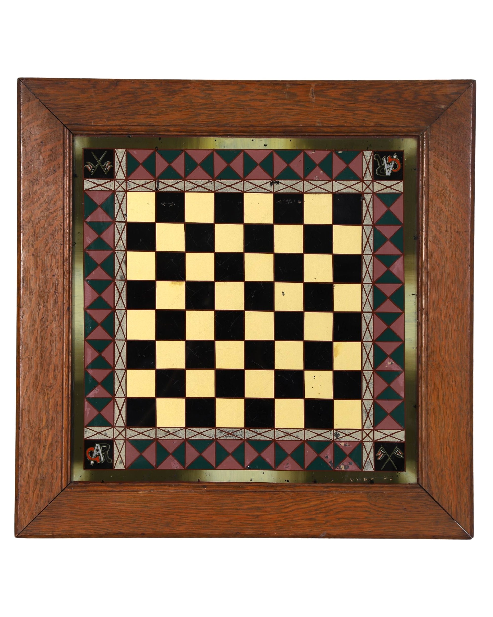 Grand Army of the Republic Glass Chess + Checker Board