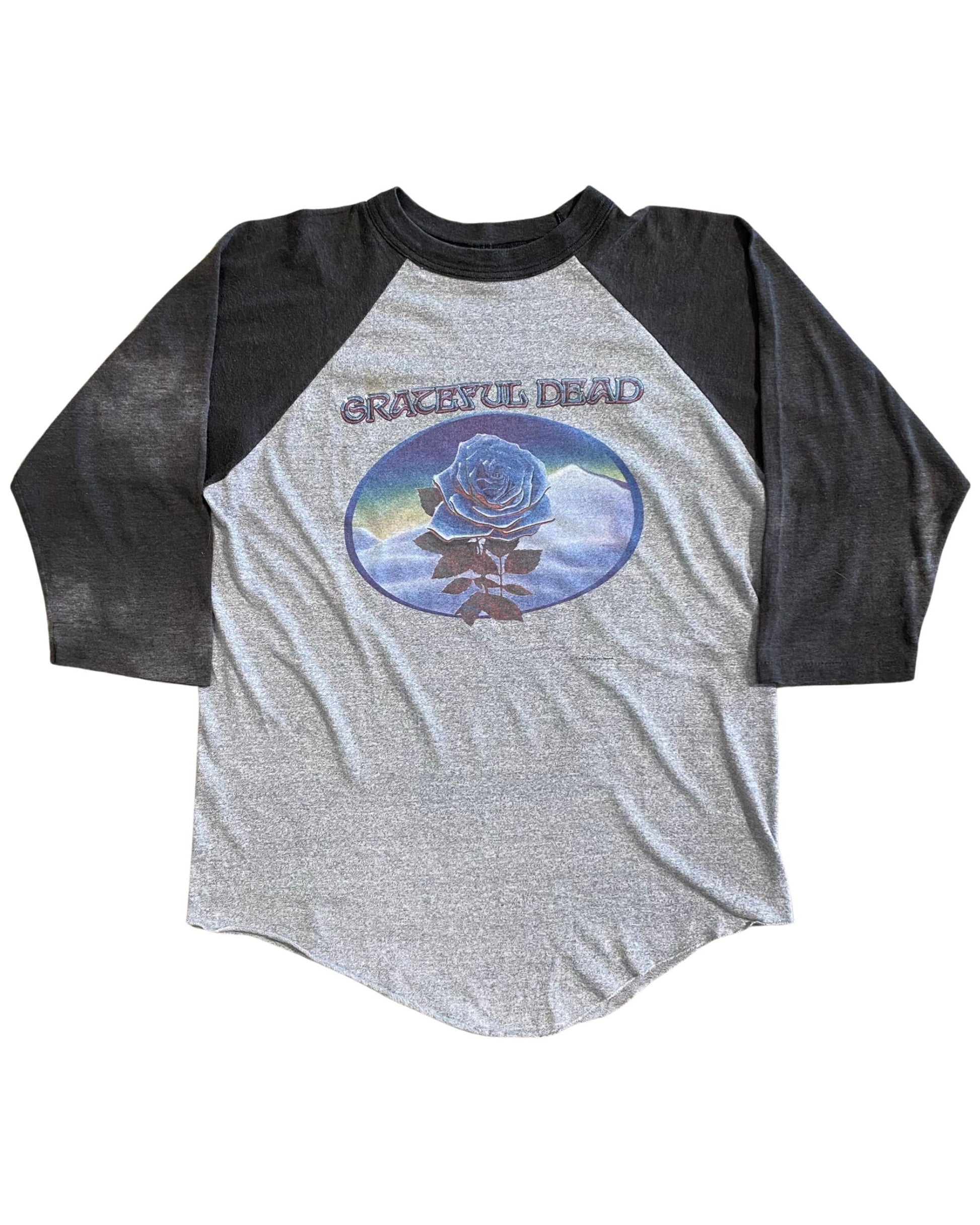 Original 1982 Grateful Dead Raglan T-Shirt – Blue Rose Graphic, Vintage Large