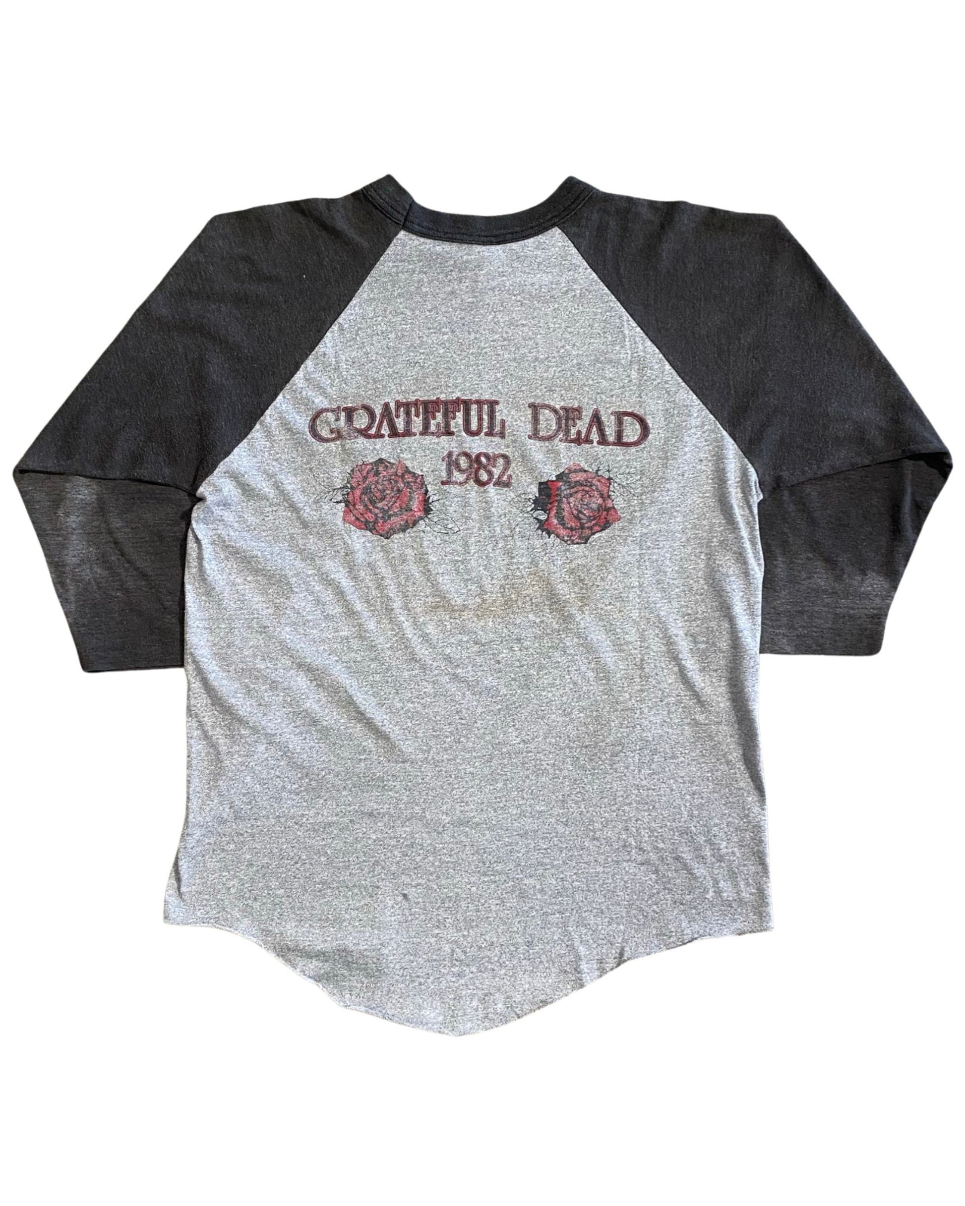 Original 1982 Grateful Dead Raglan T-Shirt – Blue Rose Graphic, Vintage Large