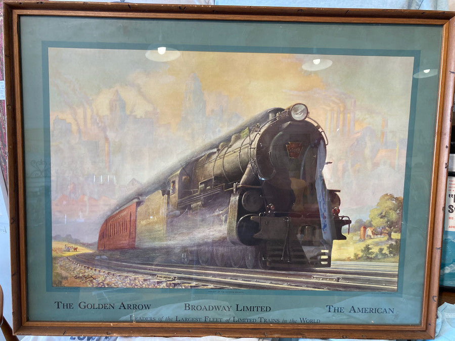 Another full view of the Framed Grif Teller Pennsylvania Railroad Train Lithograph.