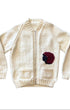 Handknit Motorcycle and Helmet Cowichan Sweater – Large 1970s USA front.
