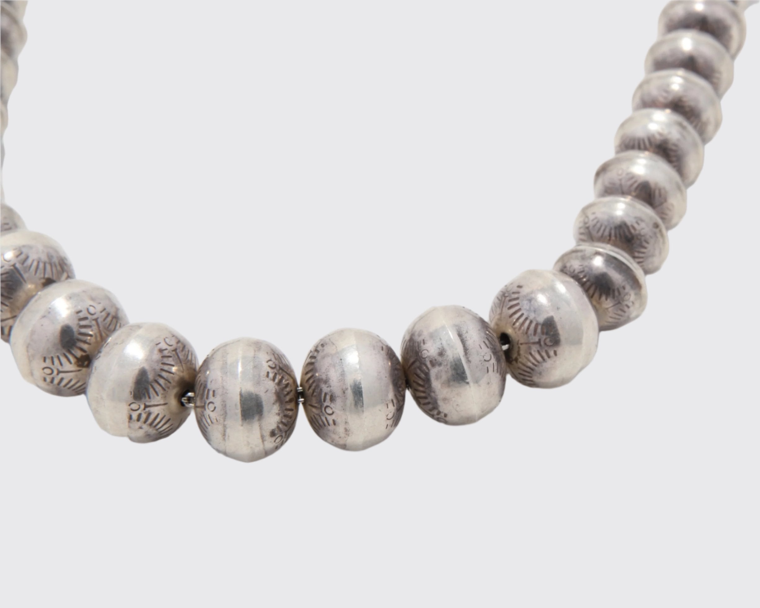 Handmade Navajo Pearl Necklace Silver Necklace 30.5in.