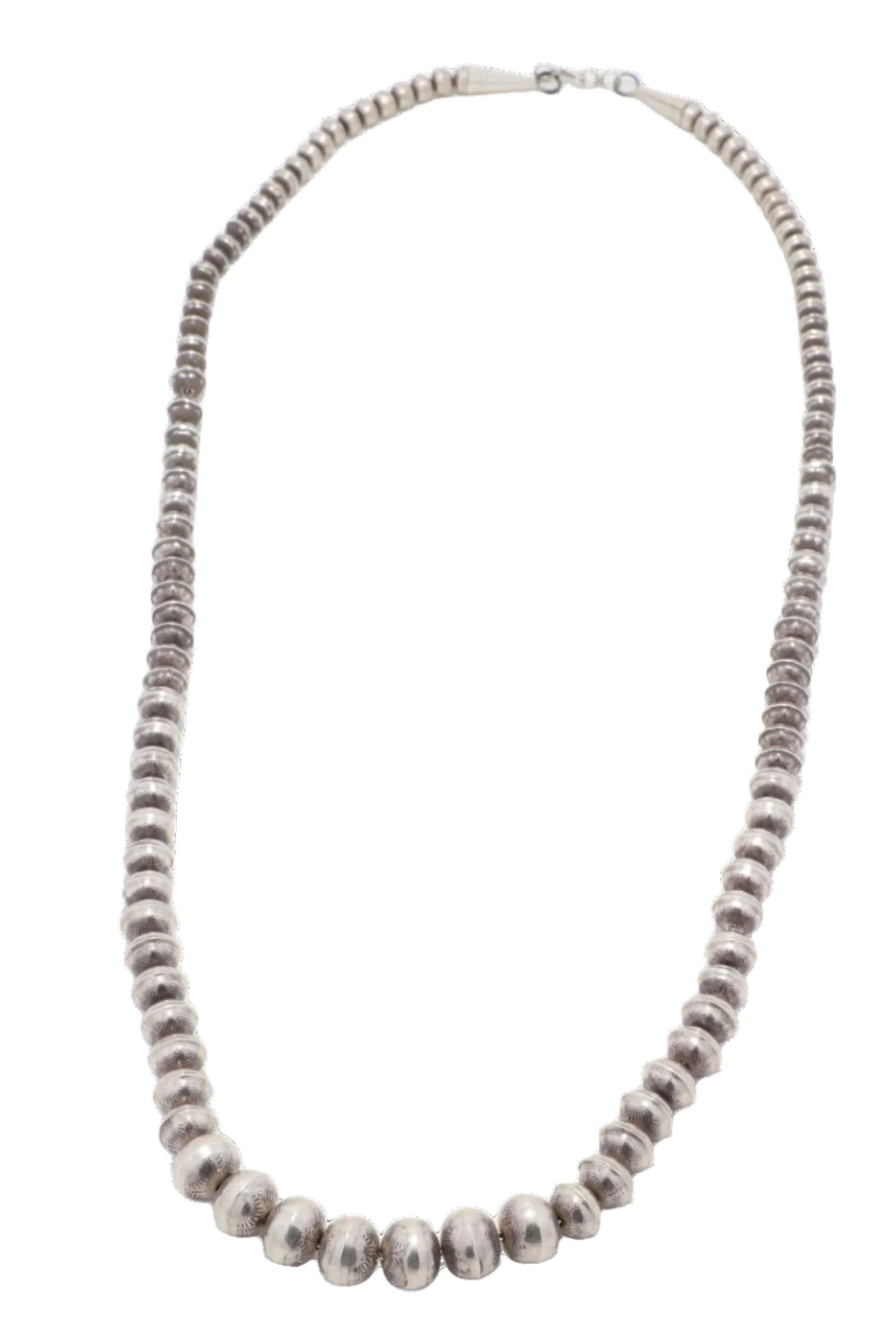 Handmade Navajo Pearl Necklace Silver Necklace 30.5in.