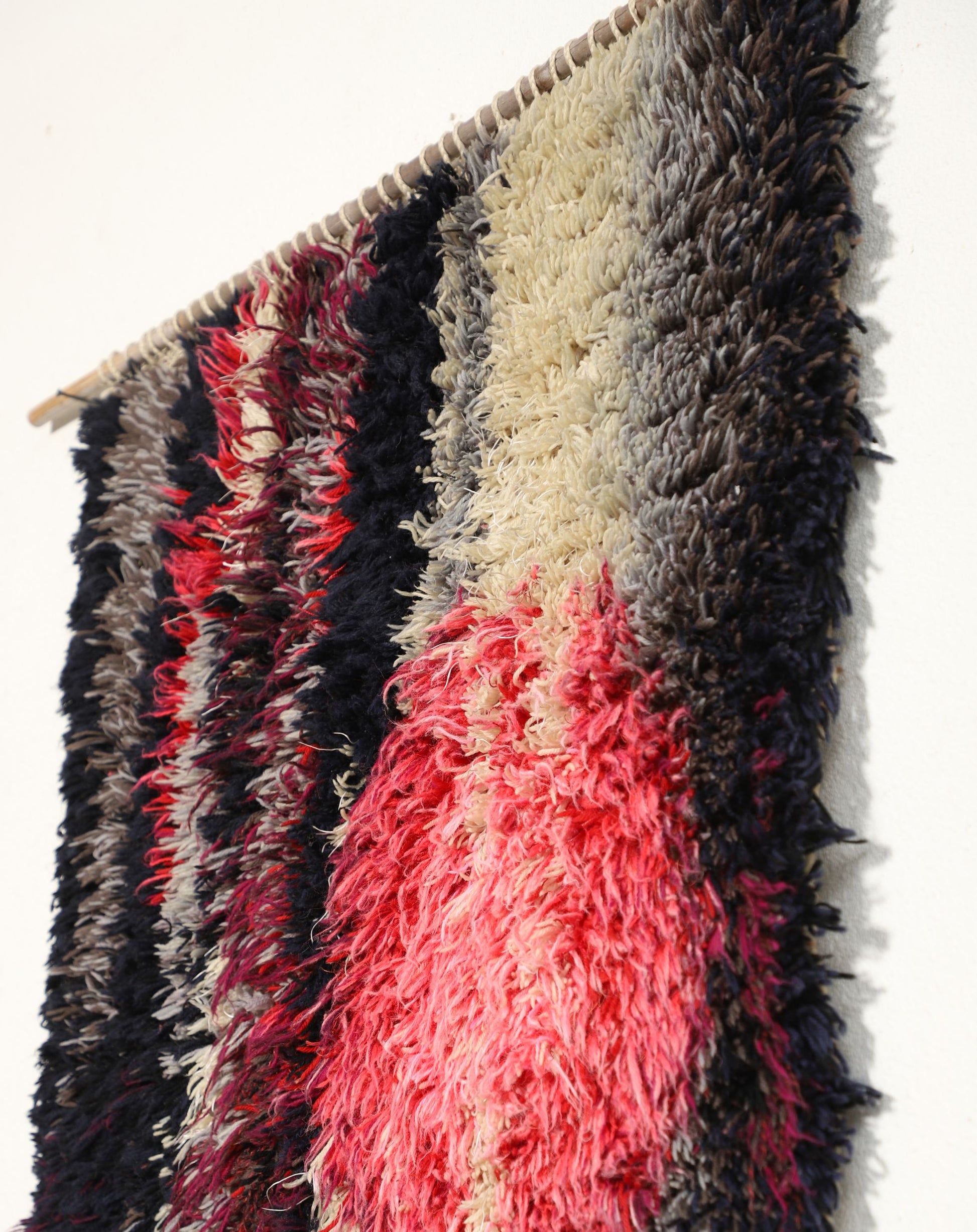 Mid-Century Wool Rya Wall Hanging Rug – 68" x 40"