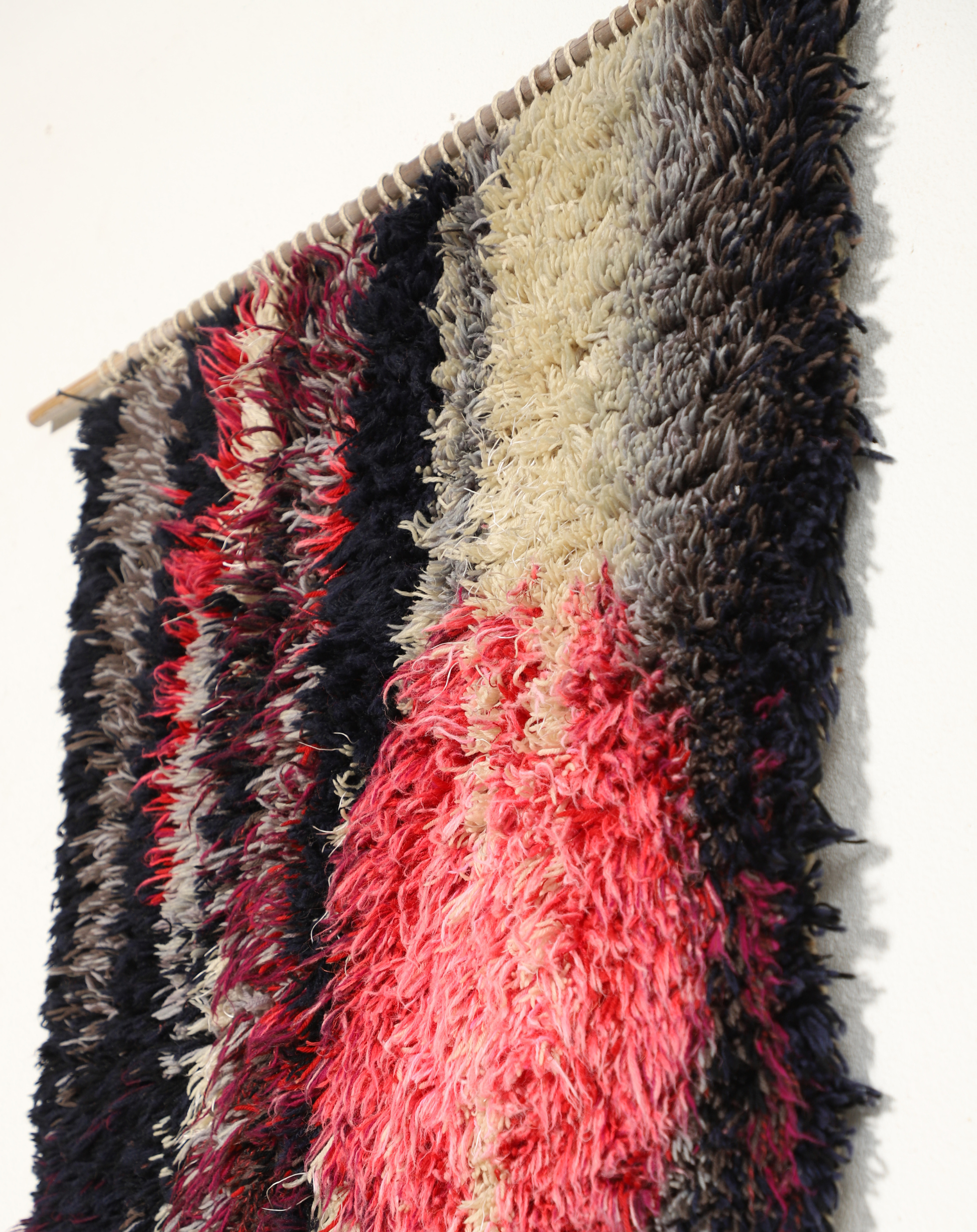 Mid-Century Wool Rya Wall Hanging Rug – 68" x 40"