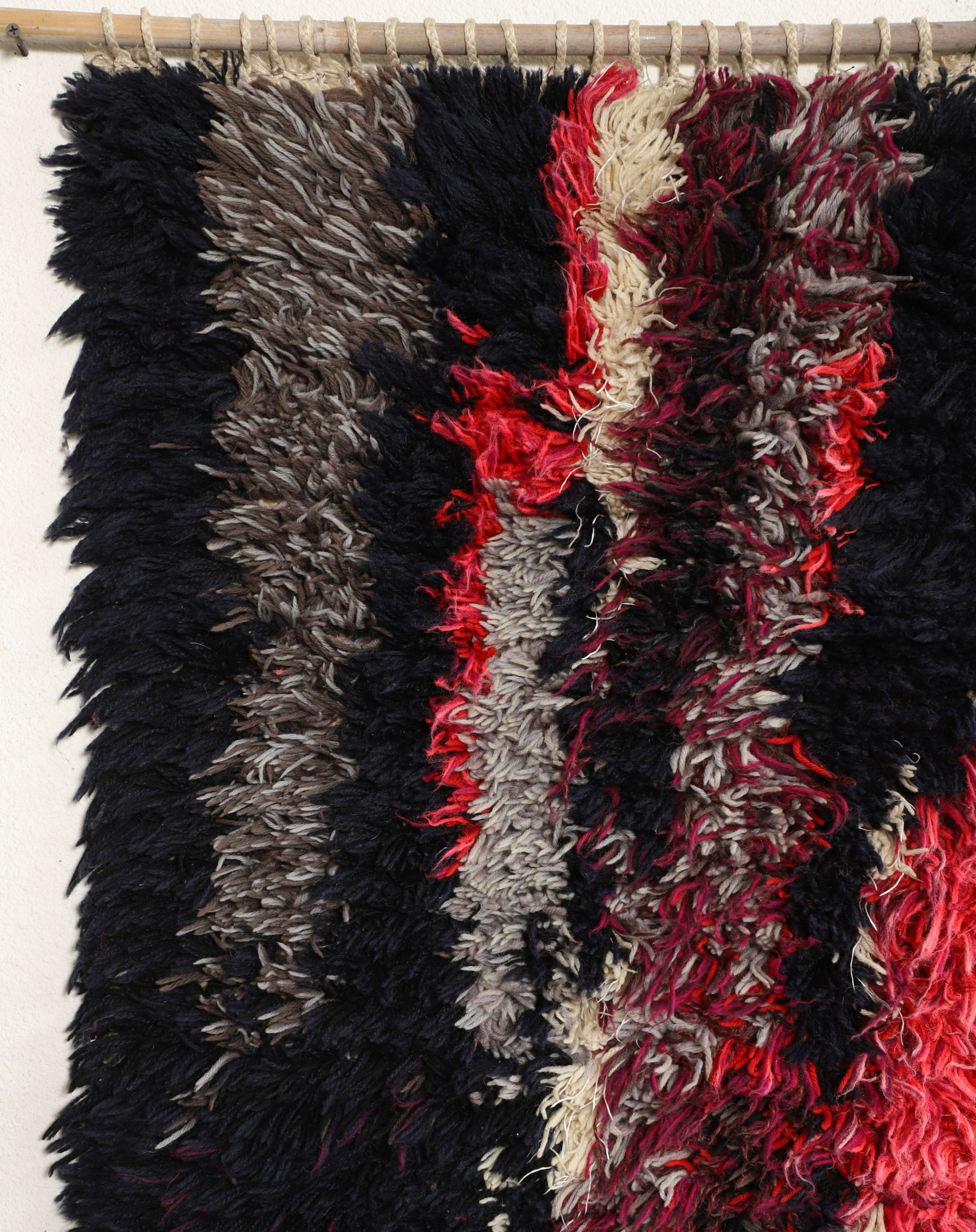 Mid-Century Wool Rya Wall Hanging Rug – 68" x 40"