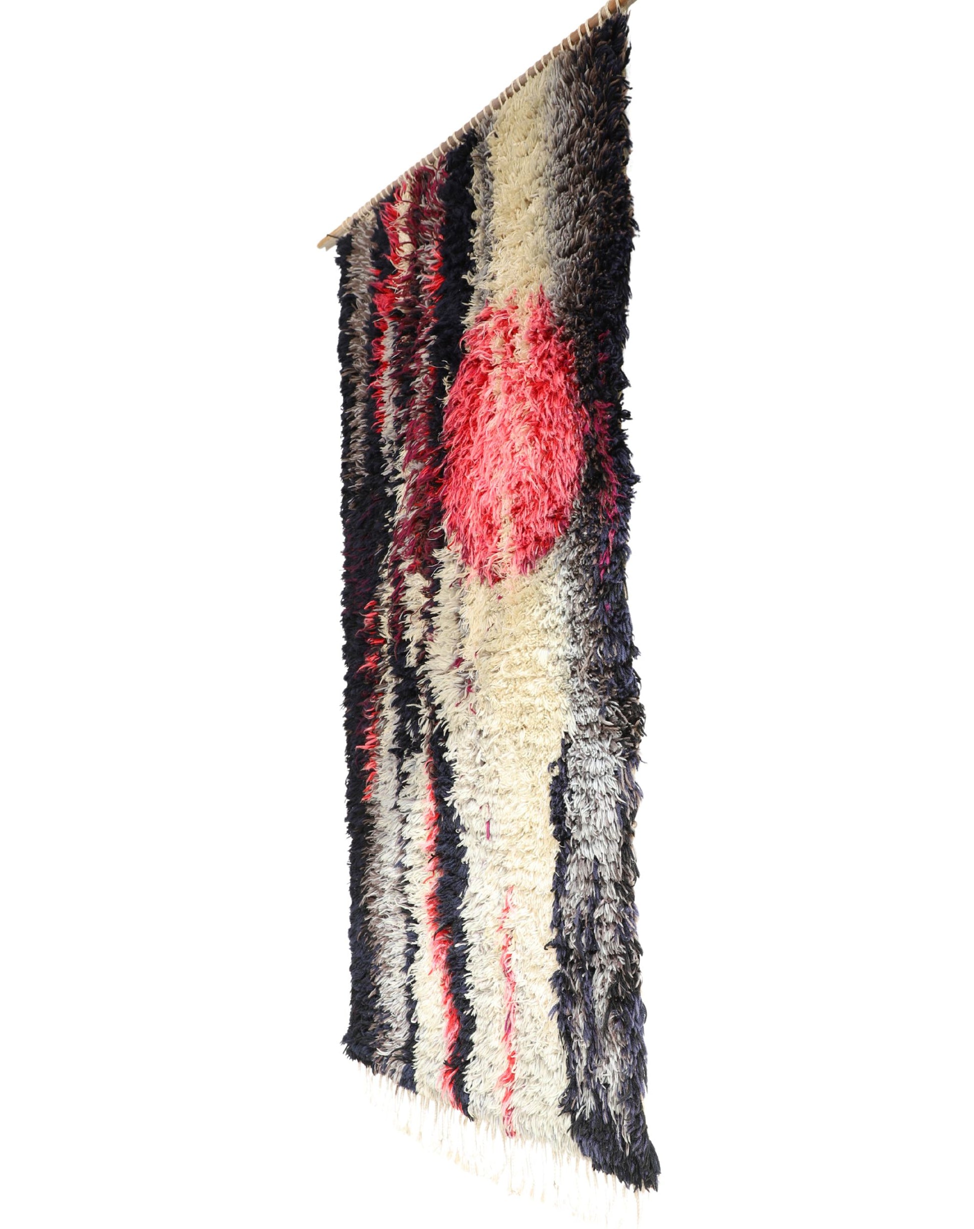 Mid-Century Wool Rya Wall Hanging Rug – 68" x 40"