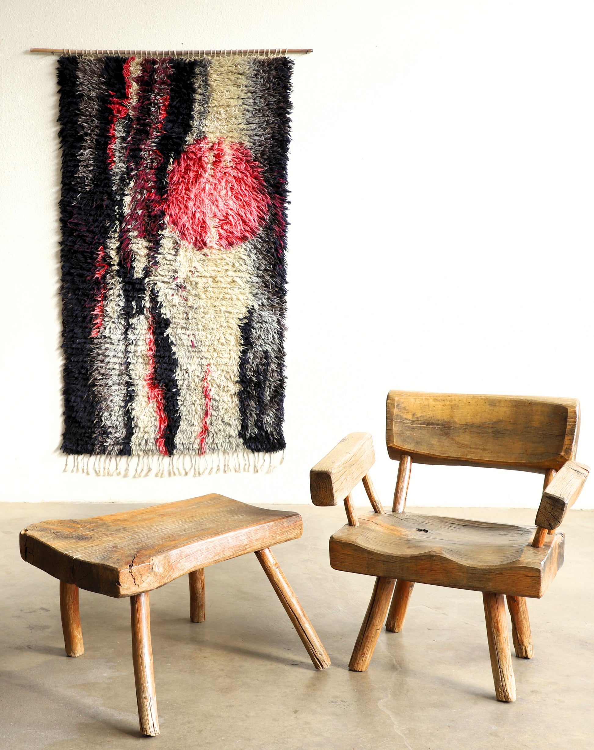 Mid-Century Wool Rya Wall Hanging Rug – 68" x 40"