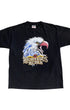 Vintage 1980s Harley-Davidson Righteous Ruler t-shirt with eagle graphic and bold lettering on black cotton. Front.