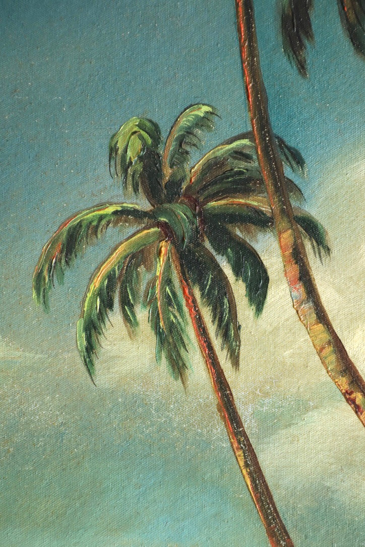 Close up of painted palm tree.