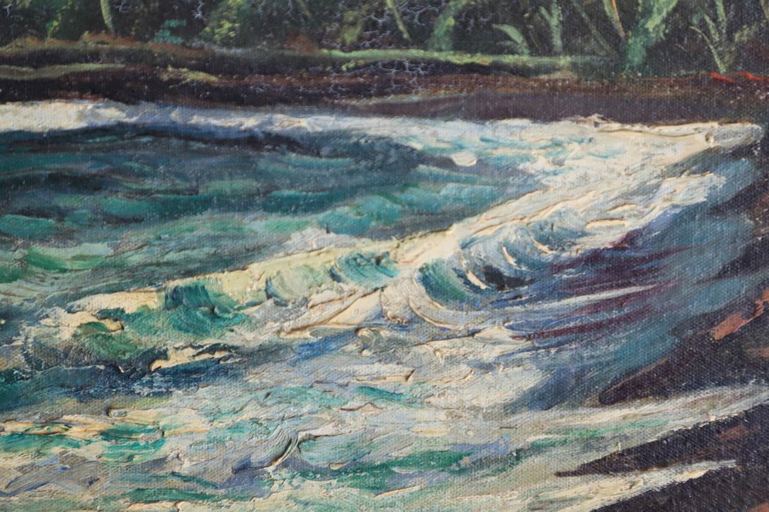 Close up of painted shoreline waves