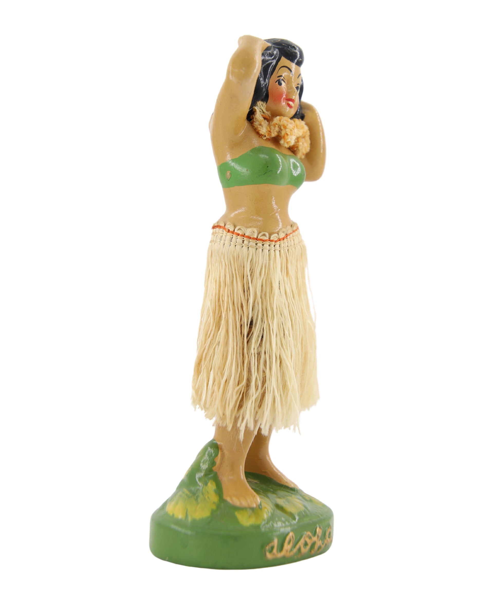 Hawaiian Hula Girl Dancer 2 Nodder 1940-50s Japan 7.25 in H Side View