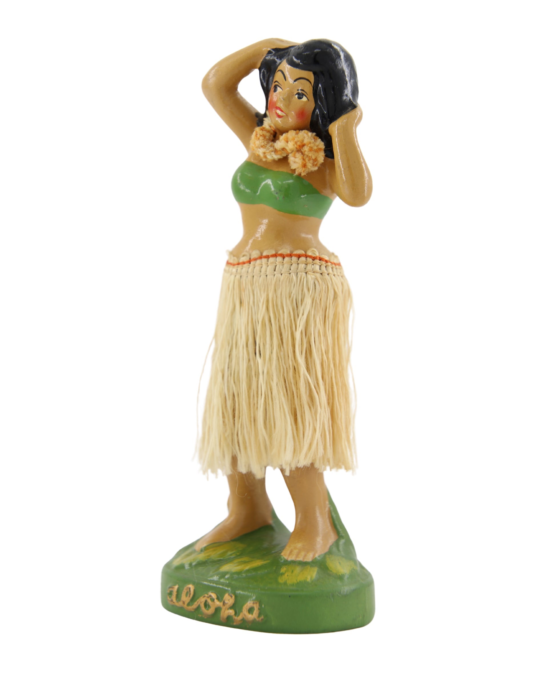 Hawaiian Hula Girl Dancer 2 Nodder 1940-50s Japan 7.25 in H Side View 2