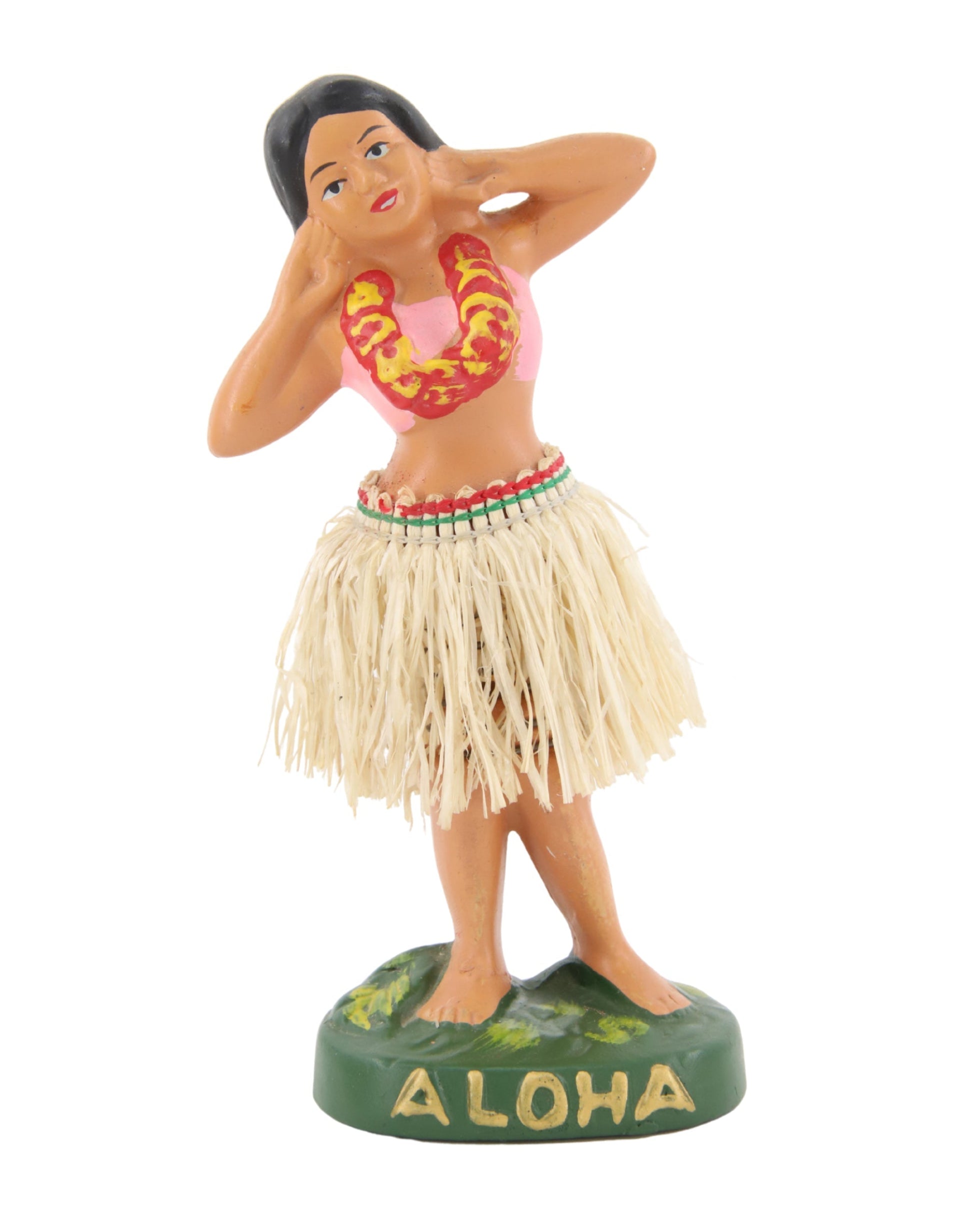 Hawaiian Hula Girl Dancer 3 Nodder 1940-50s Japan 6 in H Front