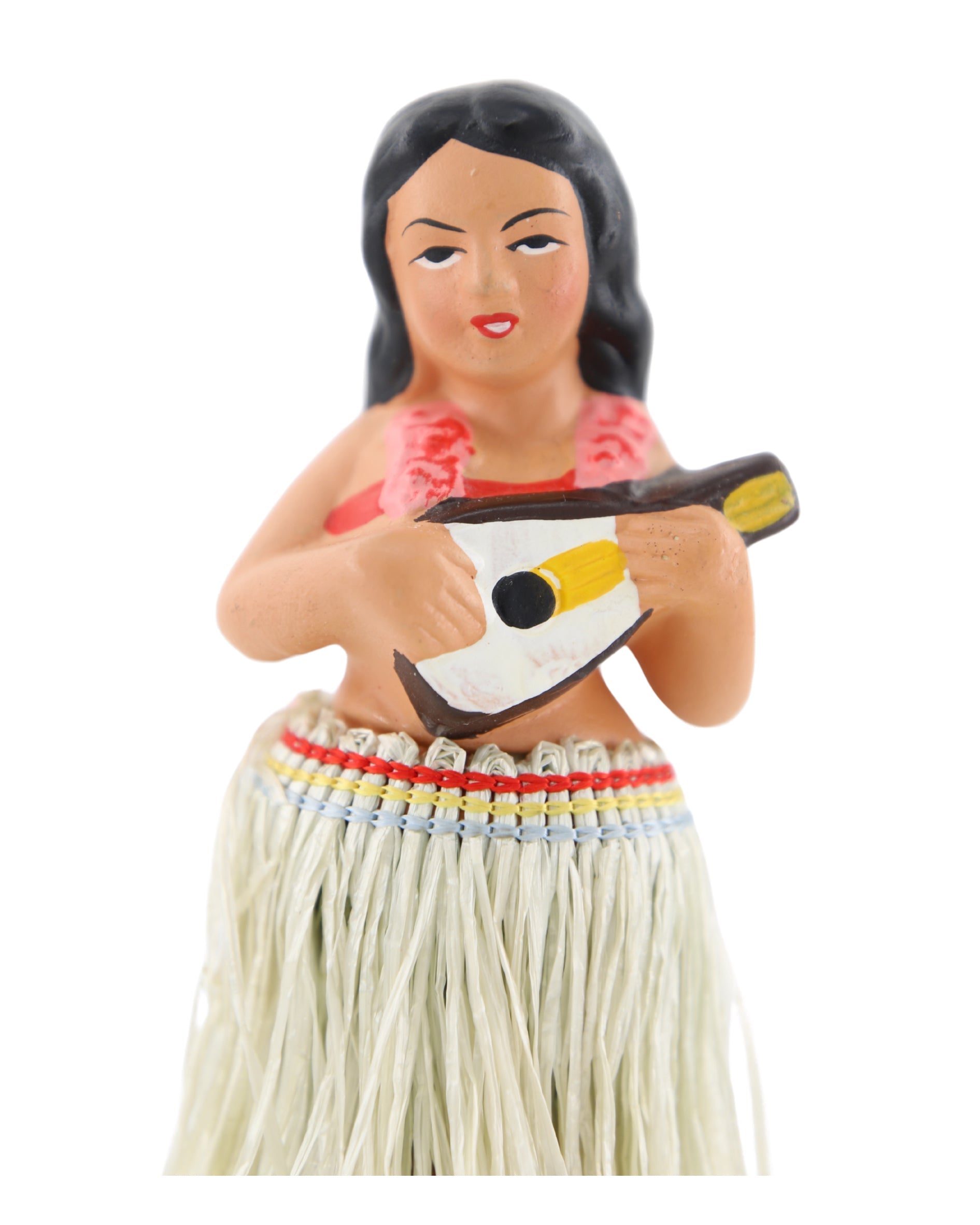 Hawaiian Hula Girl Musician Nodder 1 1940s-50s Japan 6.25 in H Close Up Face