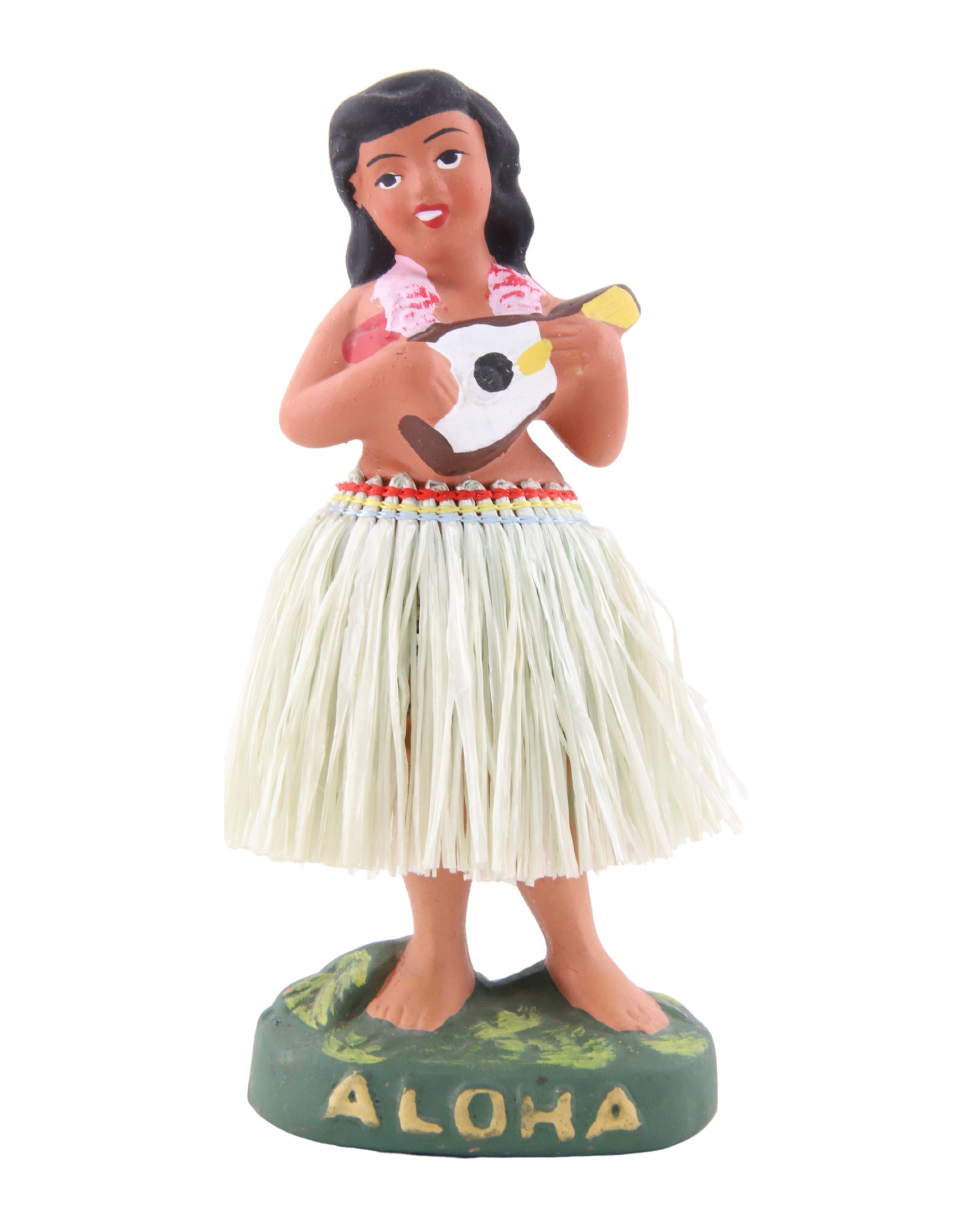 Hawaiian Hula Girl Musician Nodder 2 1940s-50s Japan 6 in H Front View