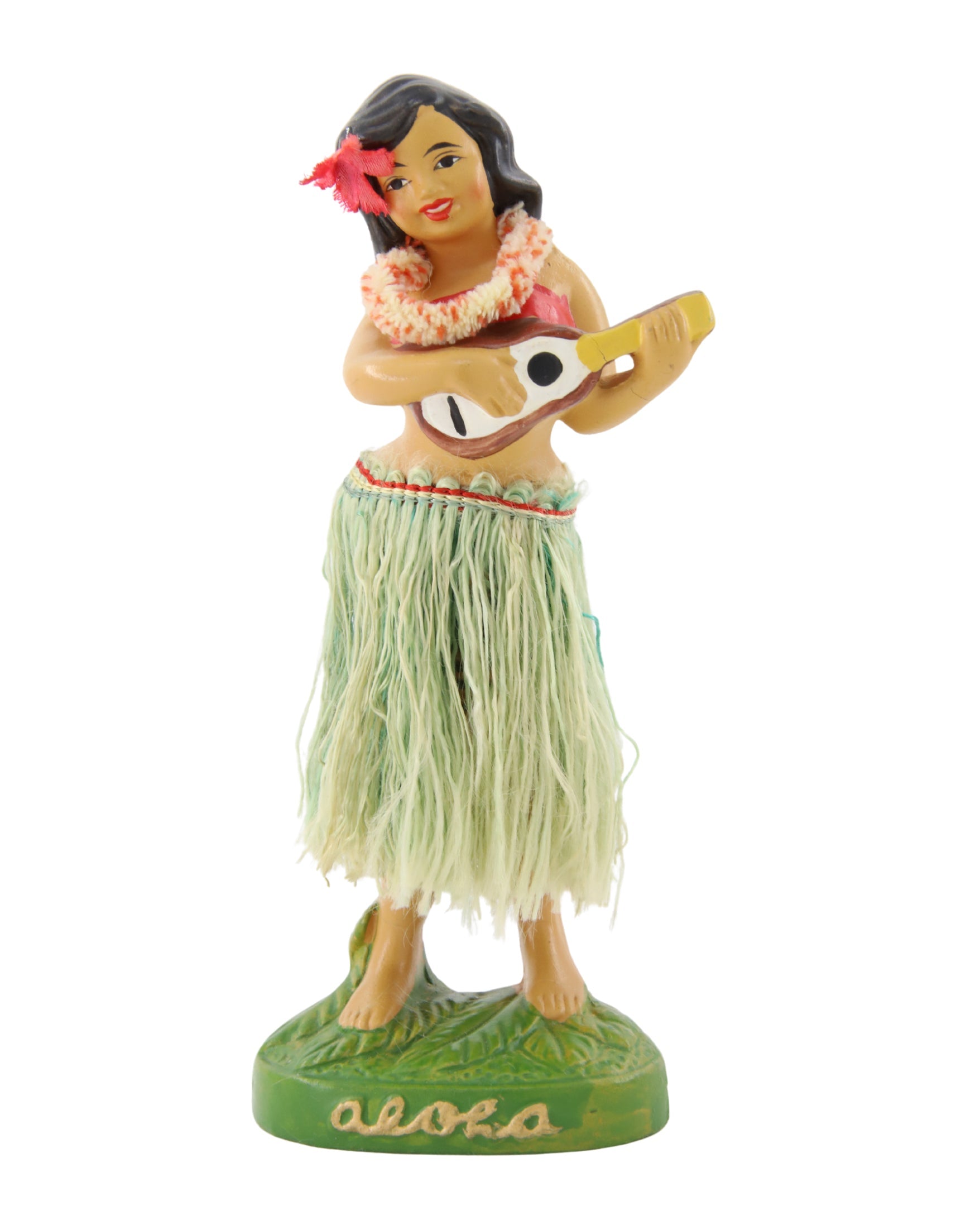 Hawaiian Hula Girl Musician Nodder 4 1940s-50s Japan 6.5 in H Front