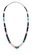 Southwestern necklace with cream shell heishi, turquoise accents and sterling silver turquoise center drop pendant.