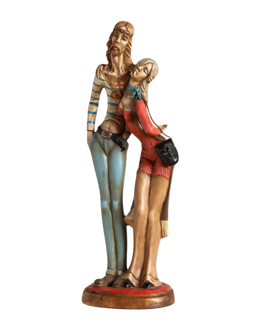 Hippie Couple Sculpture 1970s Italy Full View