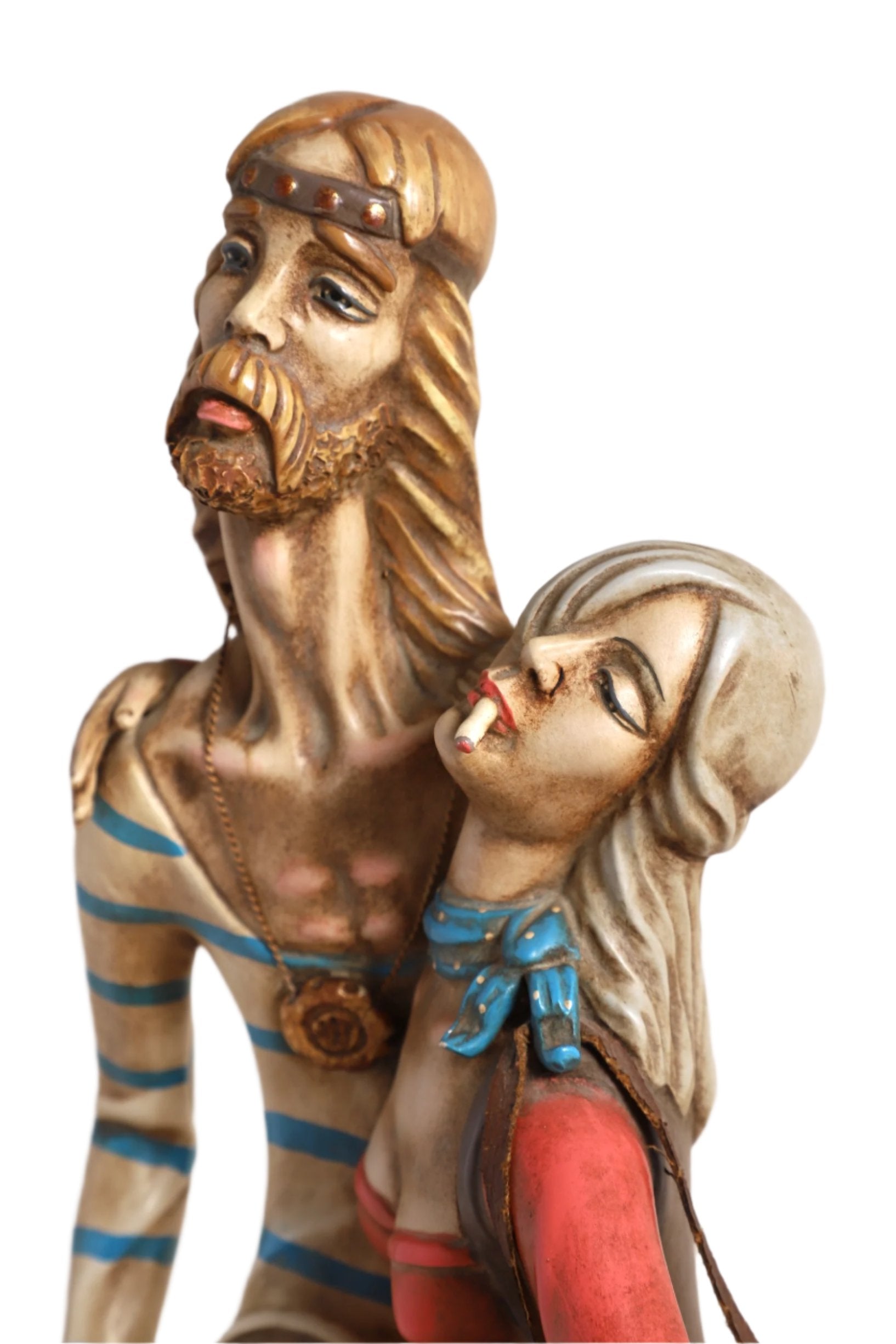 Hippie Couple Statue Made in Italy Head Side View