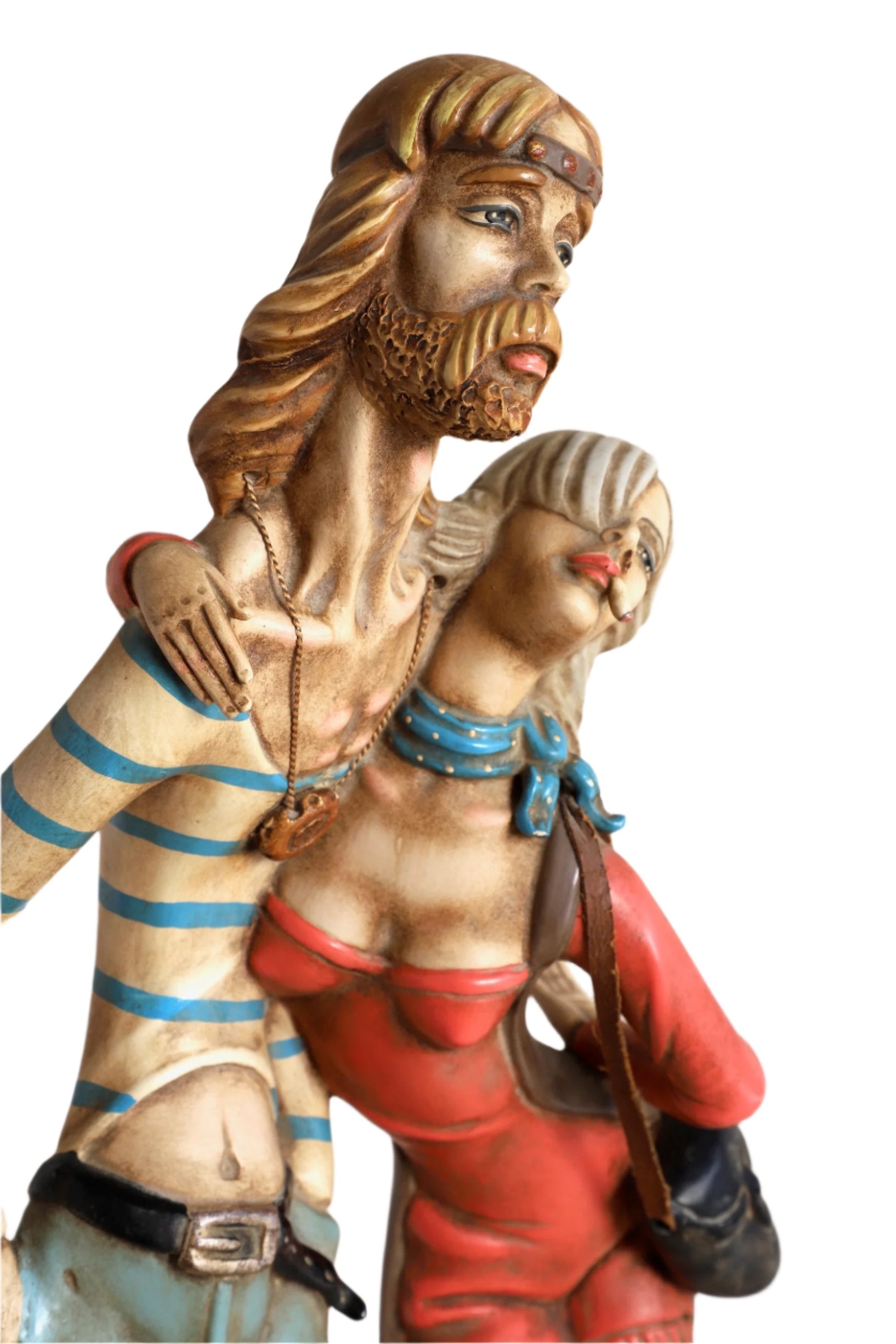 Hippie Couple Statue Made in Italy Front Torso