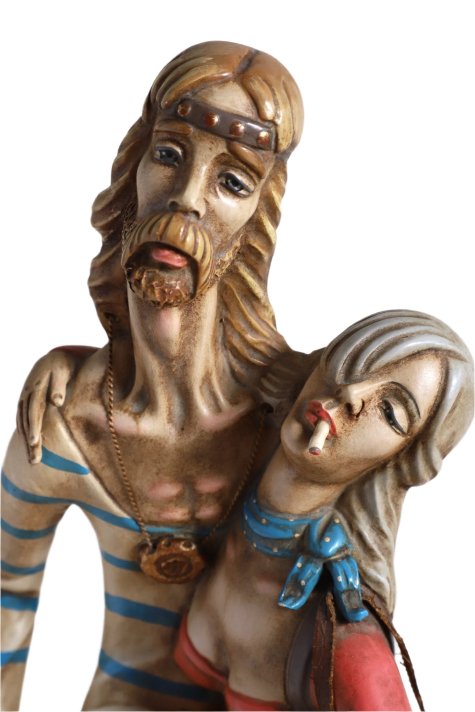 Hippie Couple Statue Made in Italy Heads