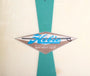 Hobie Surfboard 9'6 Redwood Stringer Neutral w Aqua Stripes Logo on Deck