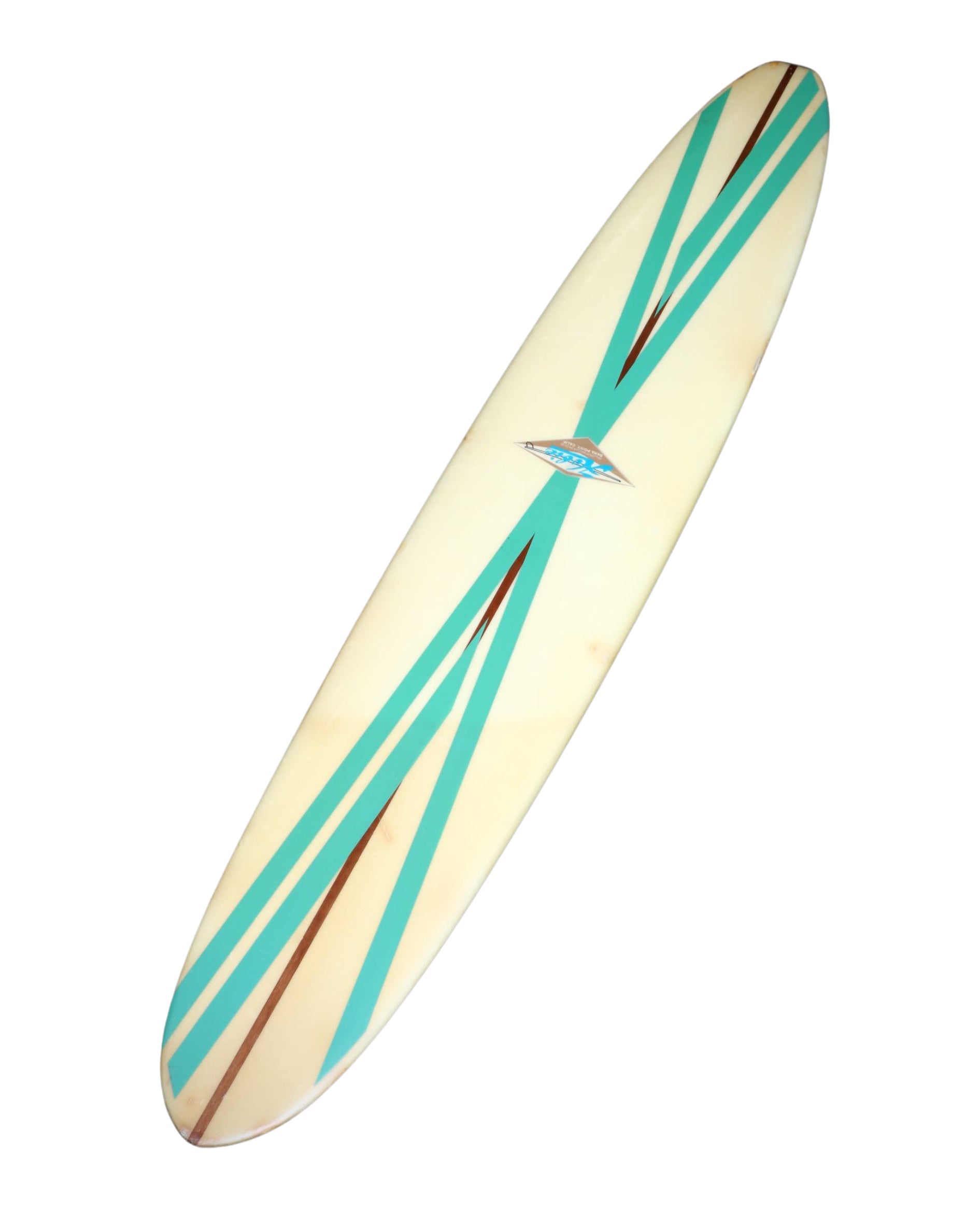 Hobie Surfboard 9'6 Redwood Stringer Neutral w Aqua Stripes Deck