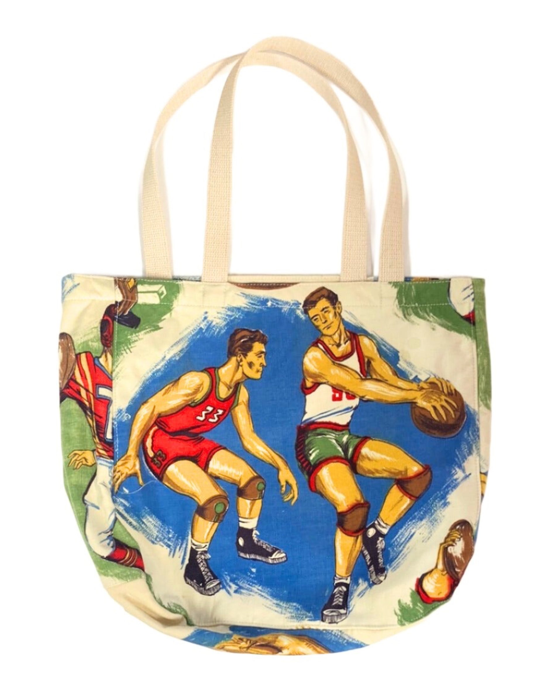 Hoops + Bats Vtg Fabric Tote