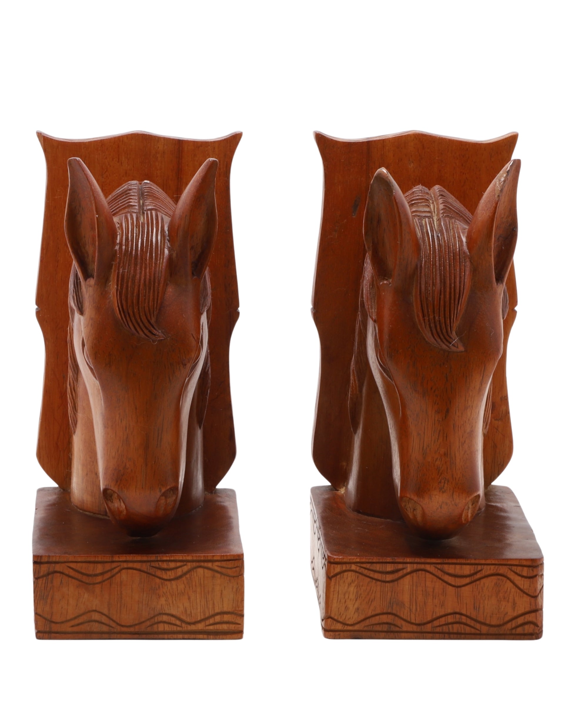 Horse Head Wood Bookends