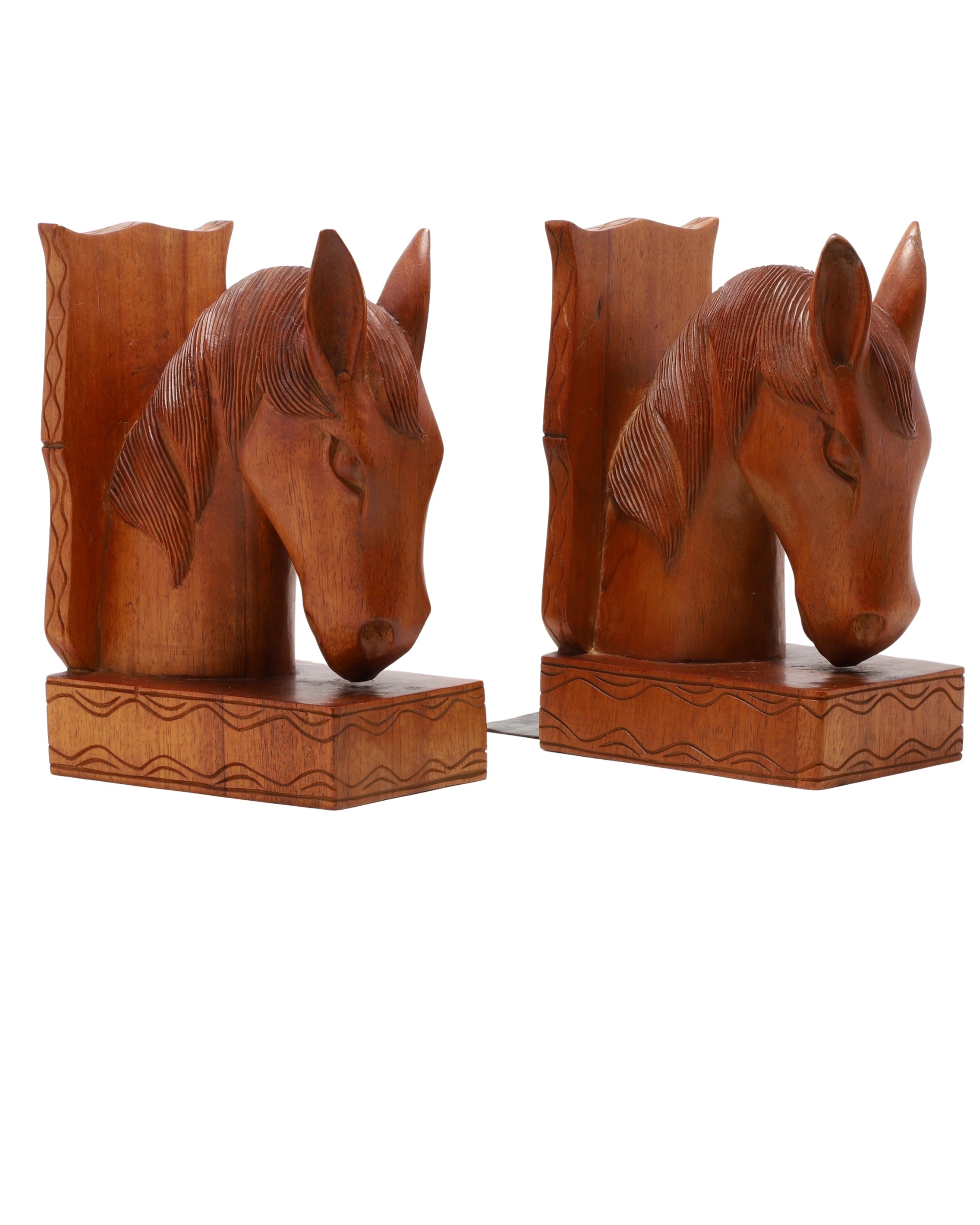 Horse Head Wood Bookends