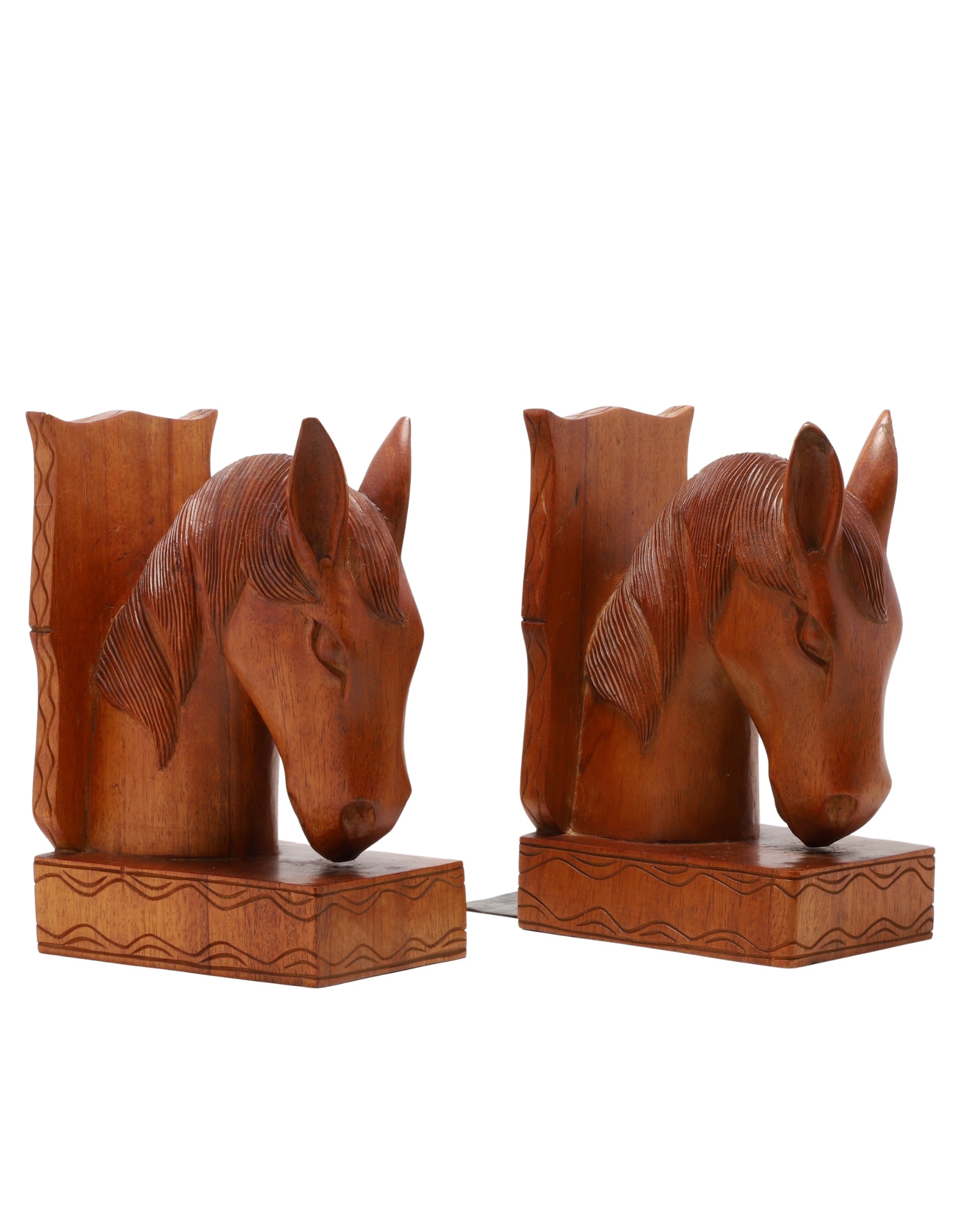 Horse Head Wood Bookends