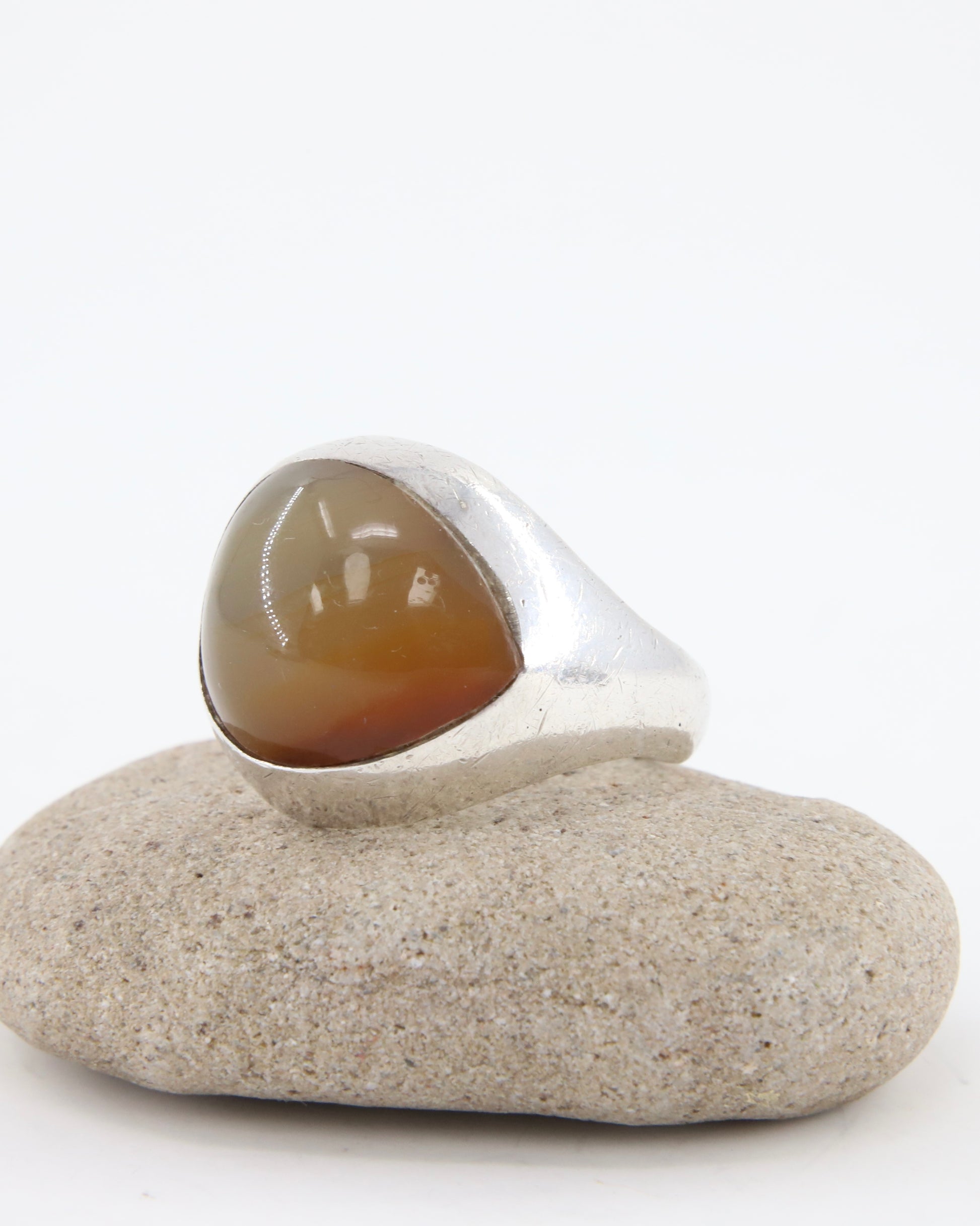 Agate + Sterling Silver Ring 1970s Mexico