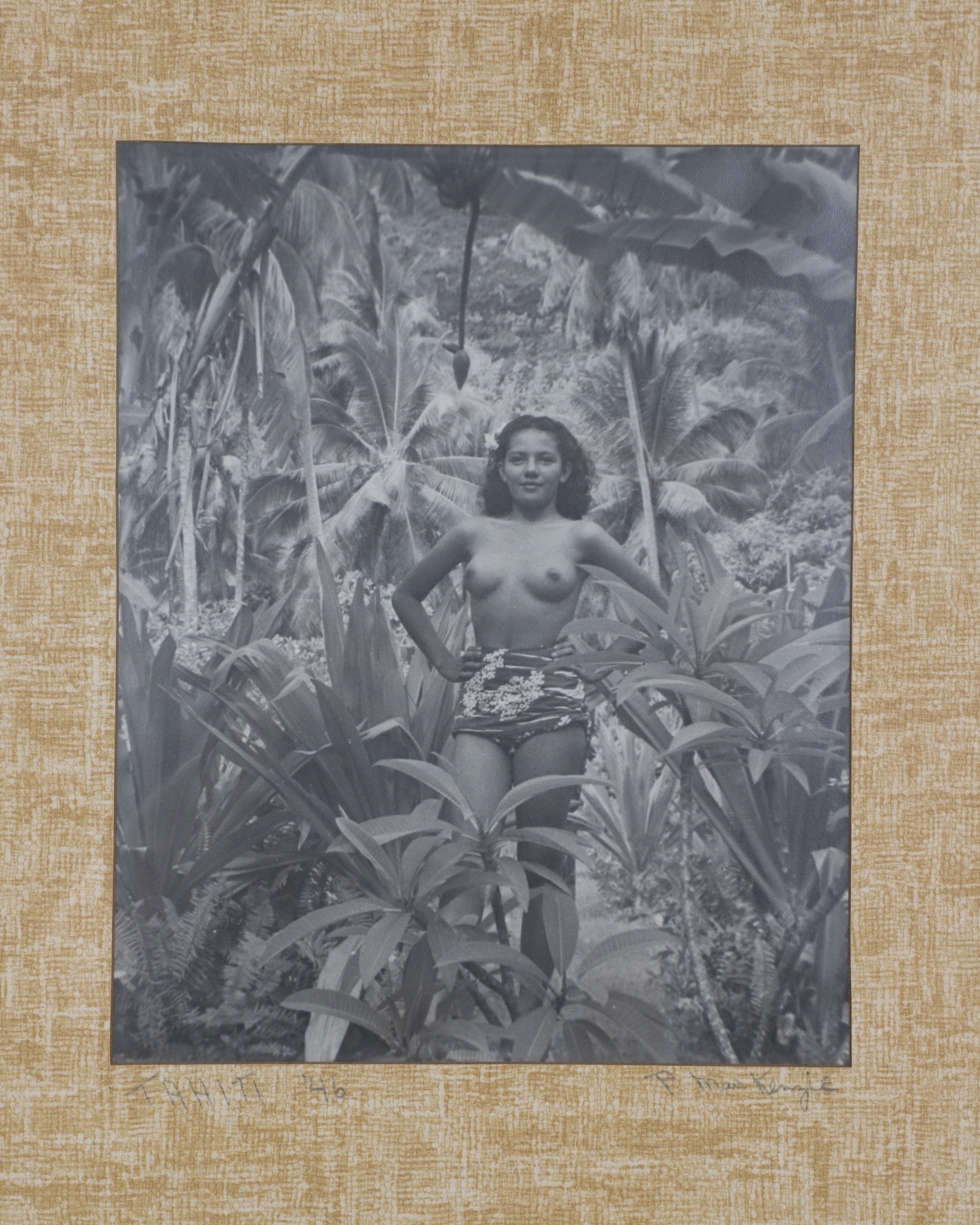 Original 1946 Photograph of Tahitian Woman by MacKenzie, Framed