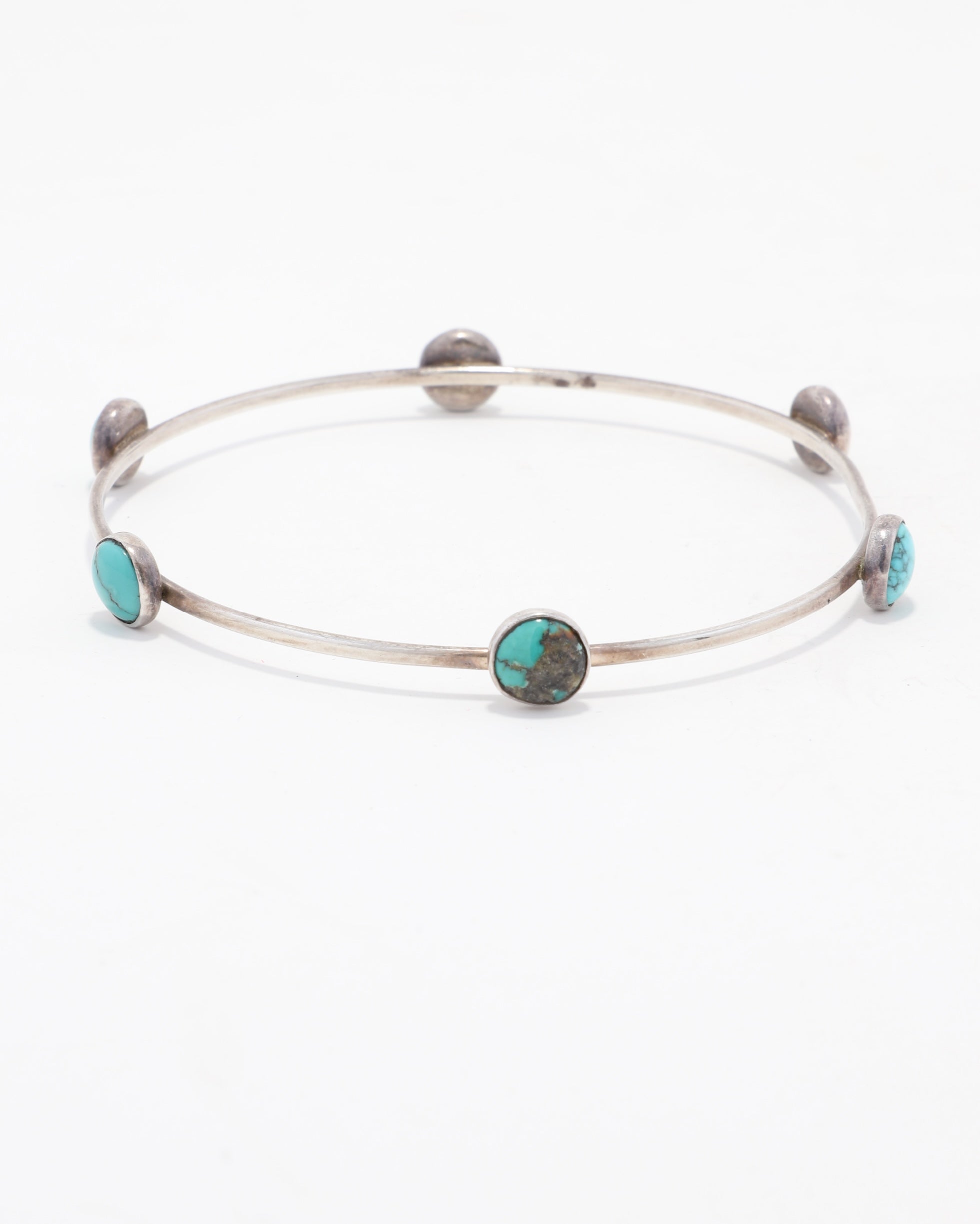 Turquoise Nugget Sterling Bangle Bracelet