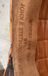 Interior detail of vintage John B. Stetson straw hat showing original Imported From Italy Stetson stamp.