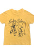 Front of a California Gold toddler T-shirt with Surfing Cowboys cowboy and bucking bronco artwork.