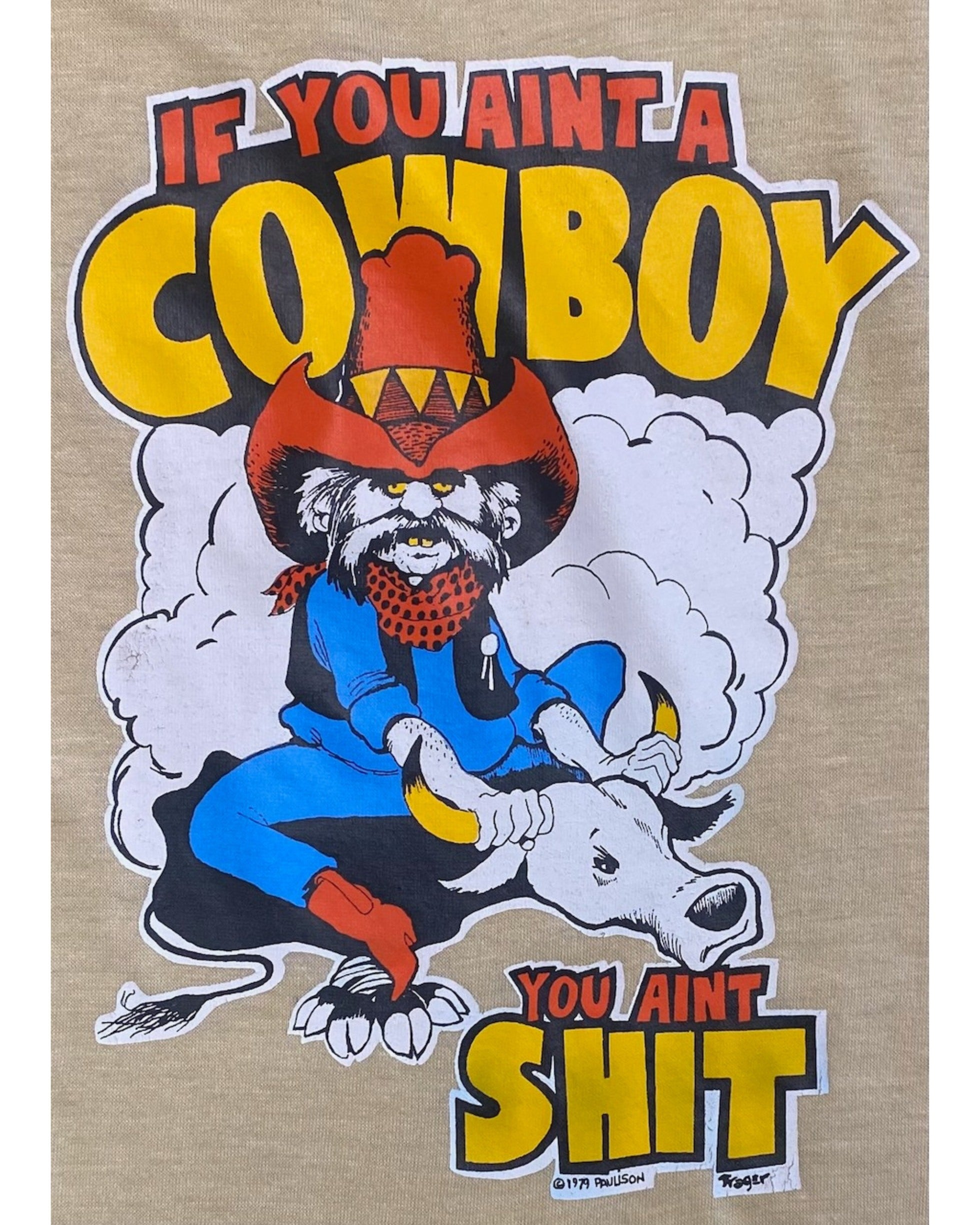 If You Ain't A Cowboy Ringer T-Shirt Tan USA - Medium