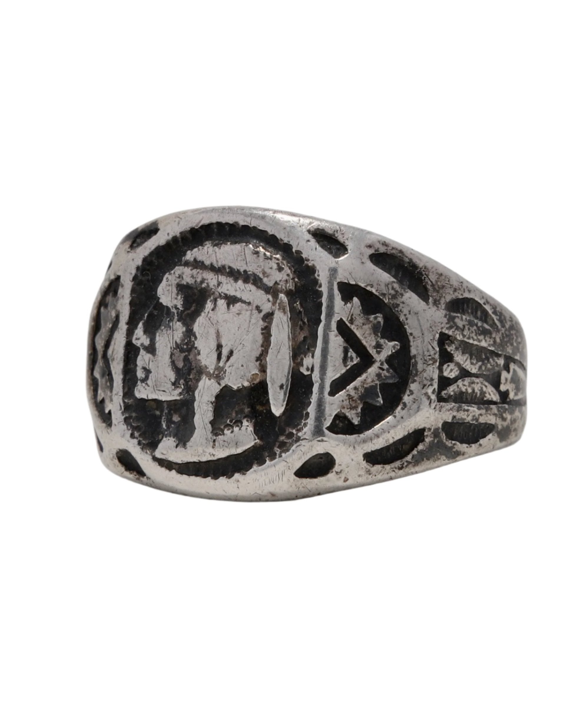 Indian Profile Ring, Fred Harvey Era, Sterling Silver