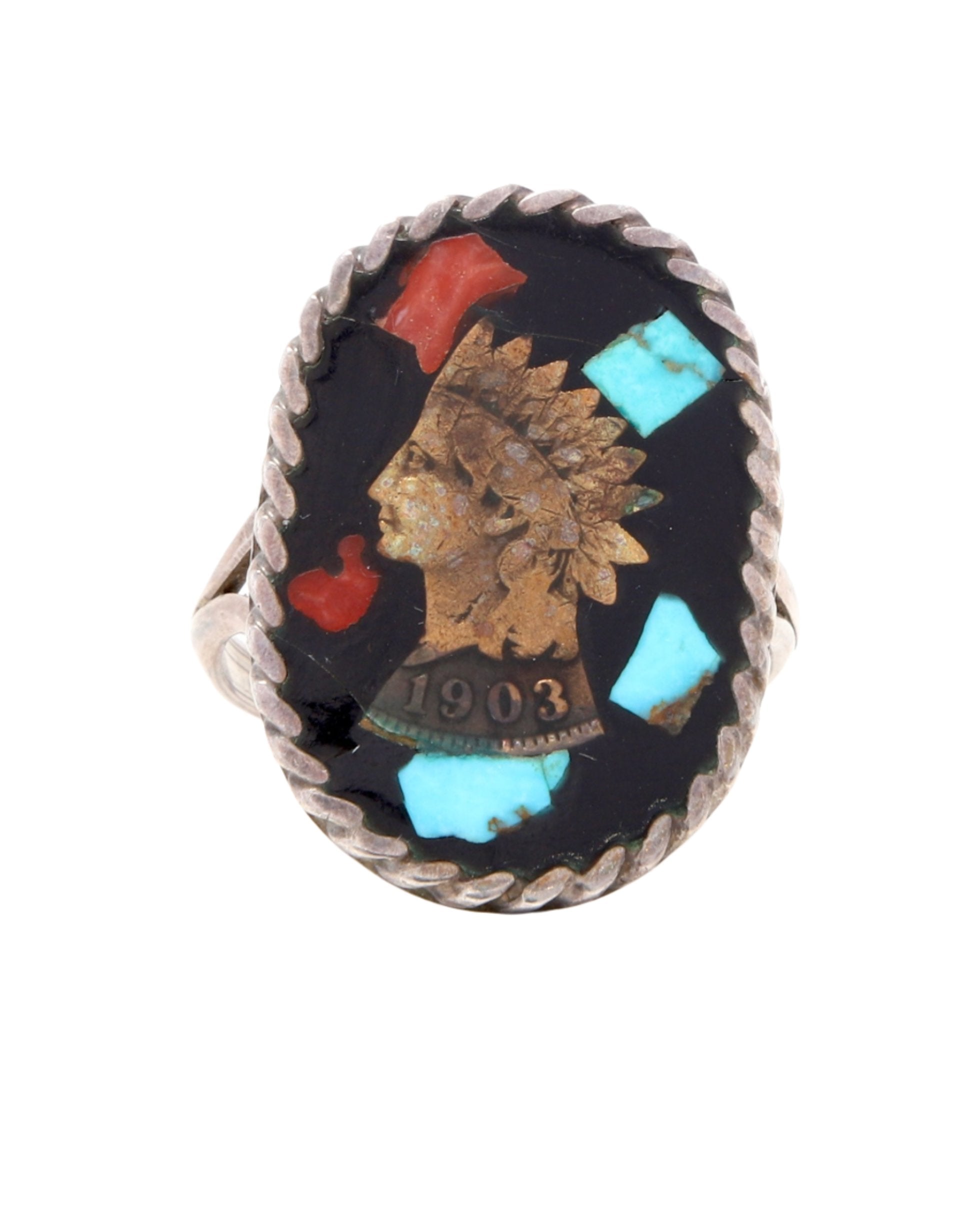 Indian Head Penney Ring on white background. 