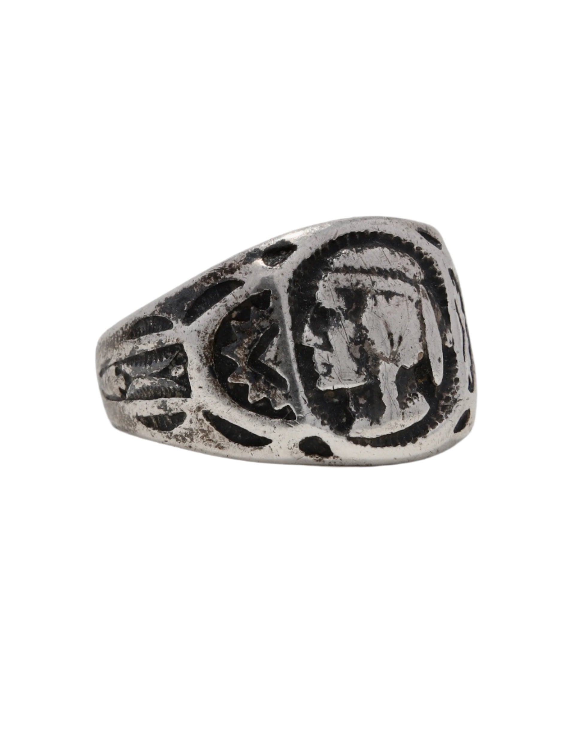 Indian Profile Ring, Fred Harvey Era, Sterling Silver  1