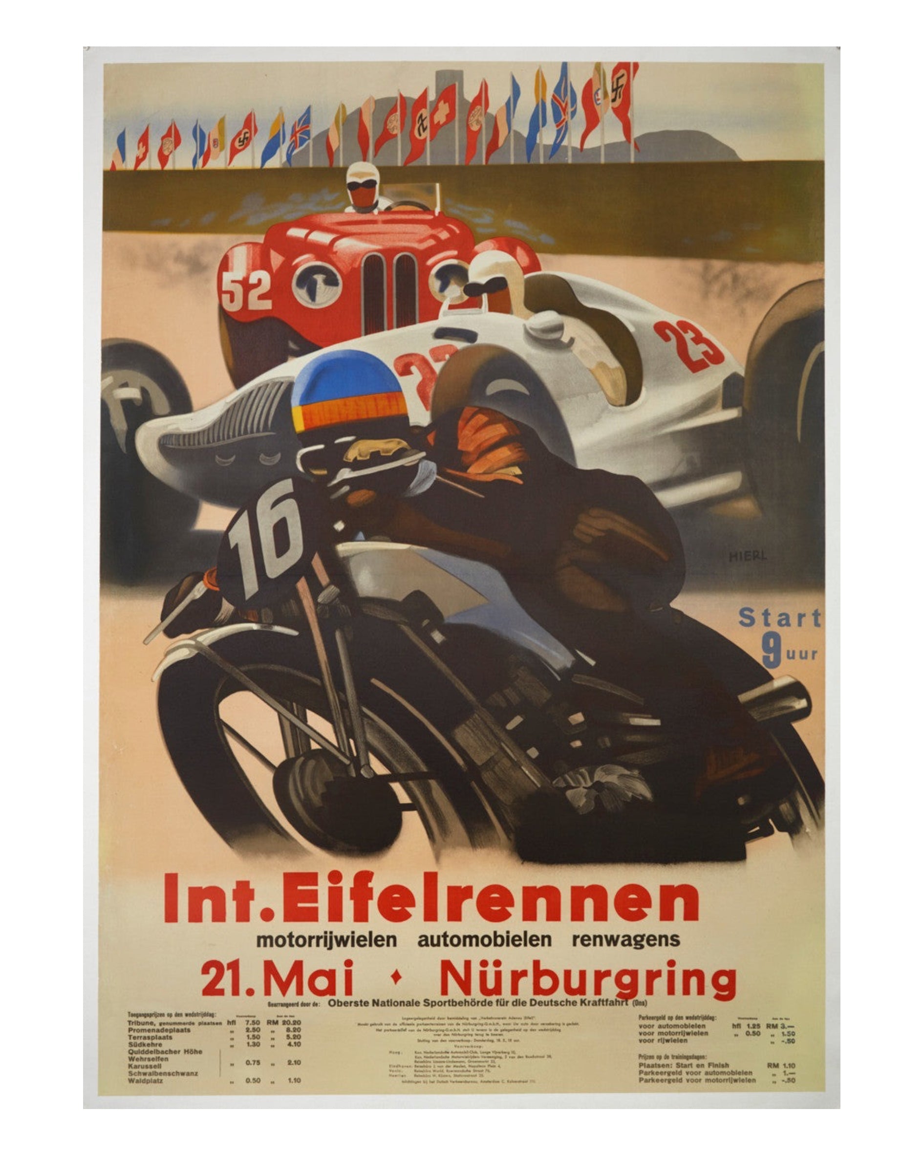 Int. Eifelrennen Nurburgring Poster 1937 - Authentic Original