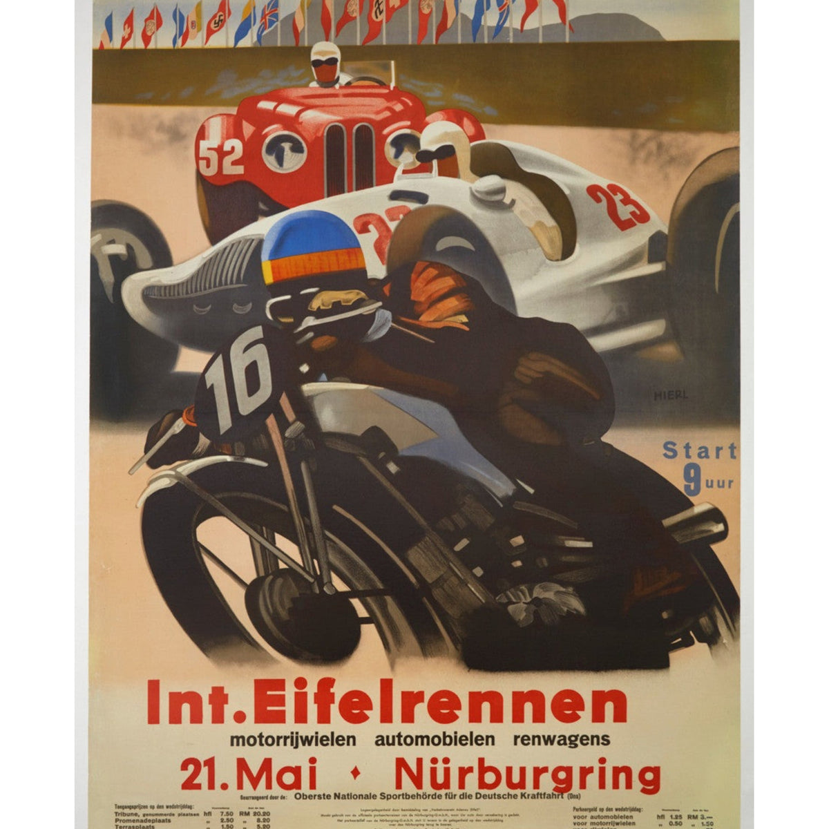 Int. Eifelrennen Nurburgring Poster 1937 - Authentic Original