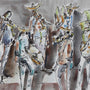 Jaime Oates Original Watercolor Painting Of Mariachi Band Close Up View