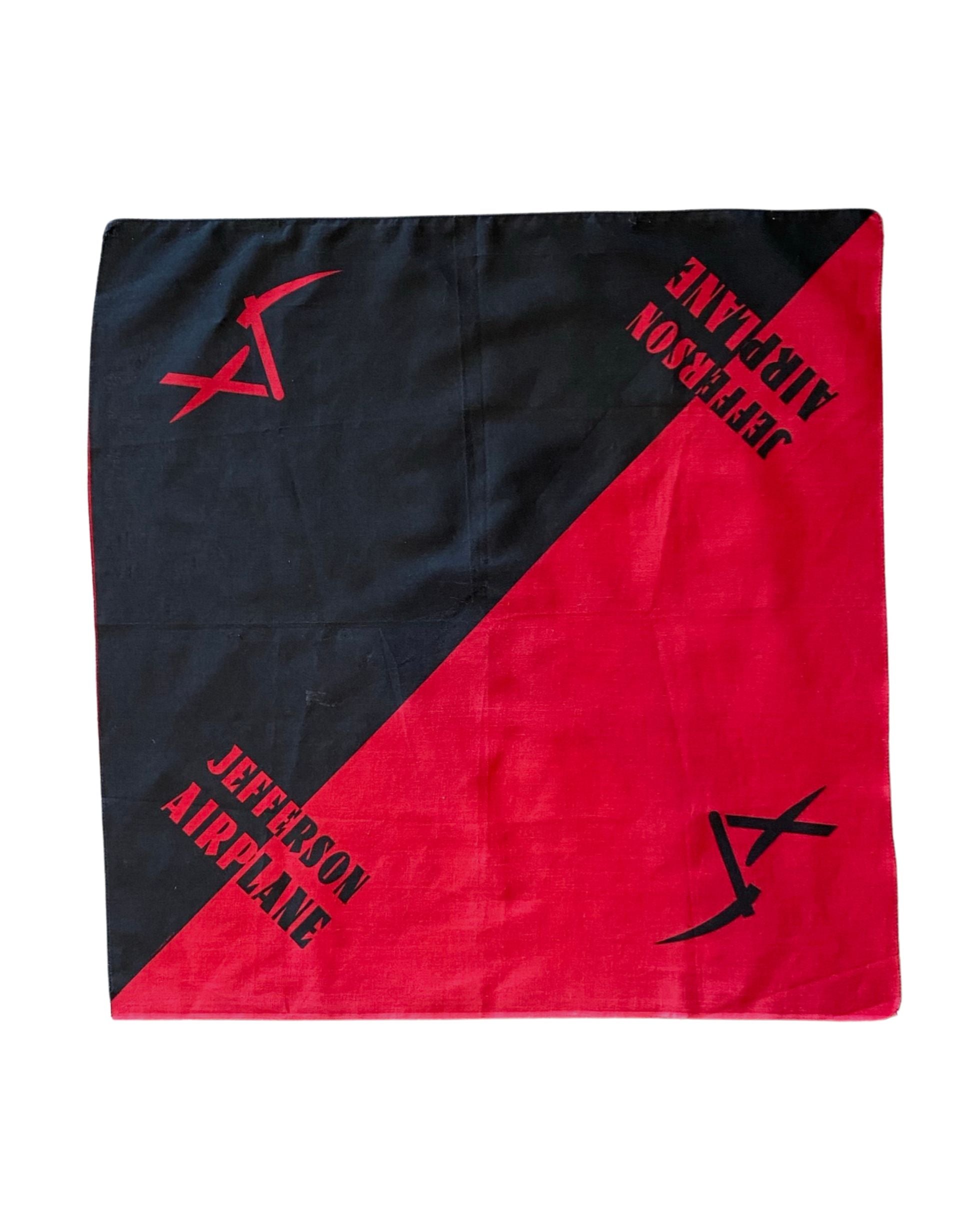 Vintage 1980s Jefferson Airplane Bandana – Black & Red